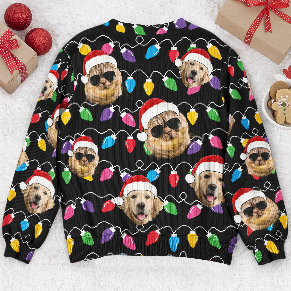 Custom Face Christmas Family Pet Funny Xmas Leds - Personalized Photo Ugly Sweater - Image 6