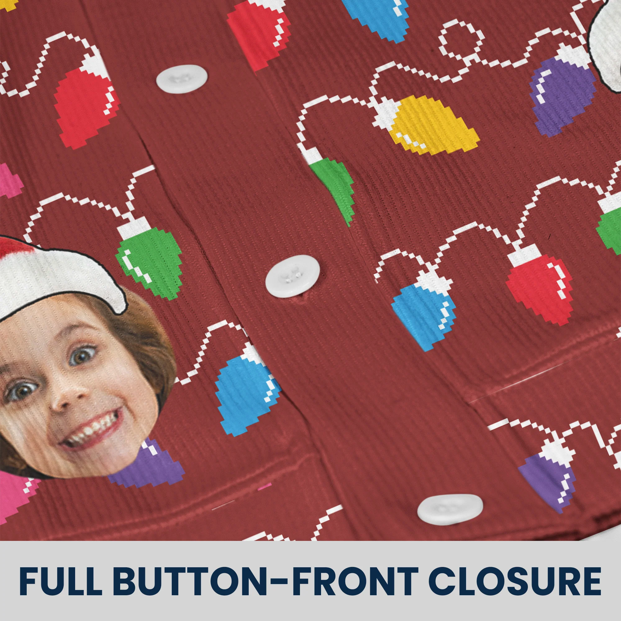 Custom Face Christmas Family Silly Xmas Leds - Personalized Photo Crewneck Cardigan - Image 5