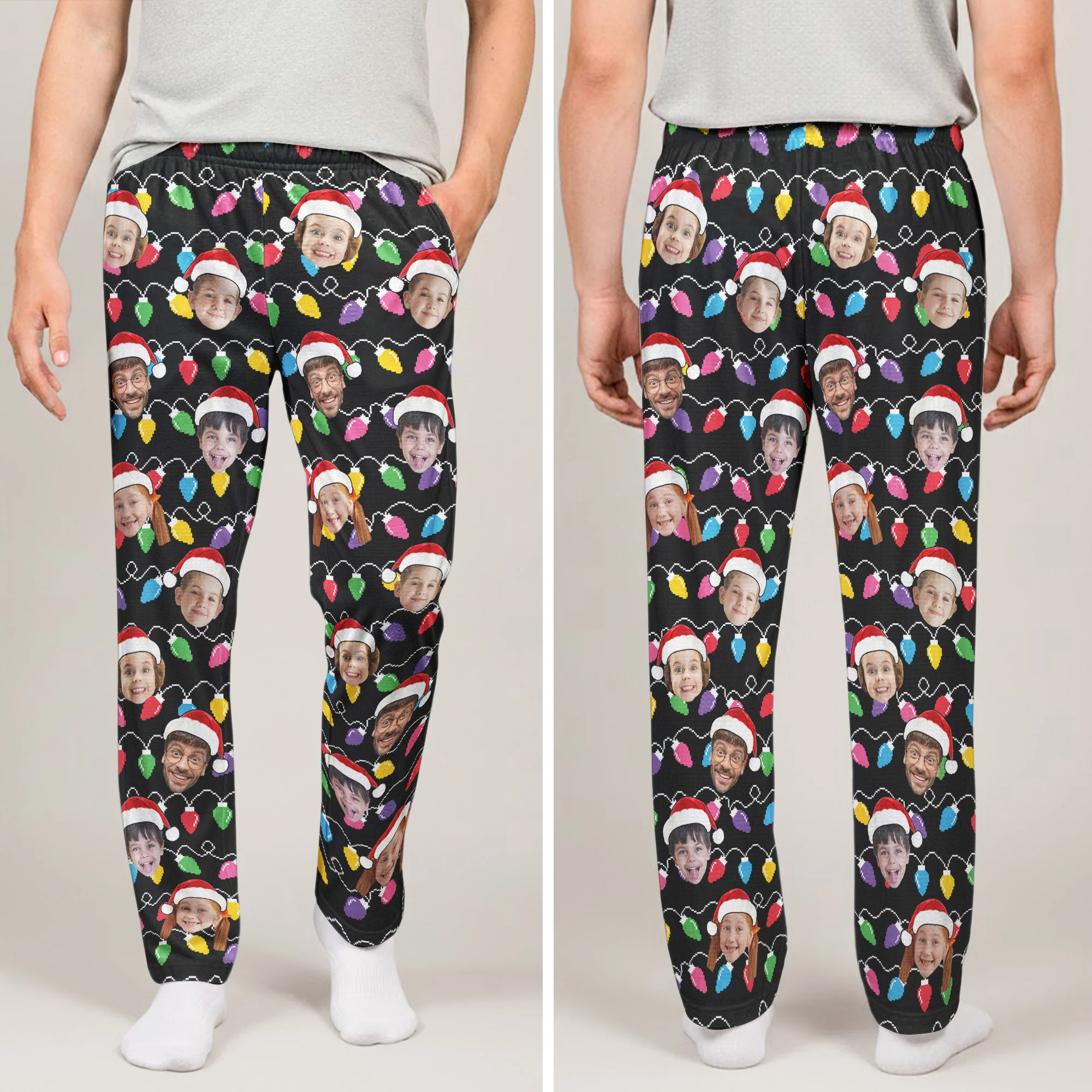 Custom Face Christmas Family Silly Xmas - Personalized Photo Lounge Pants - Image 4