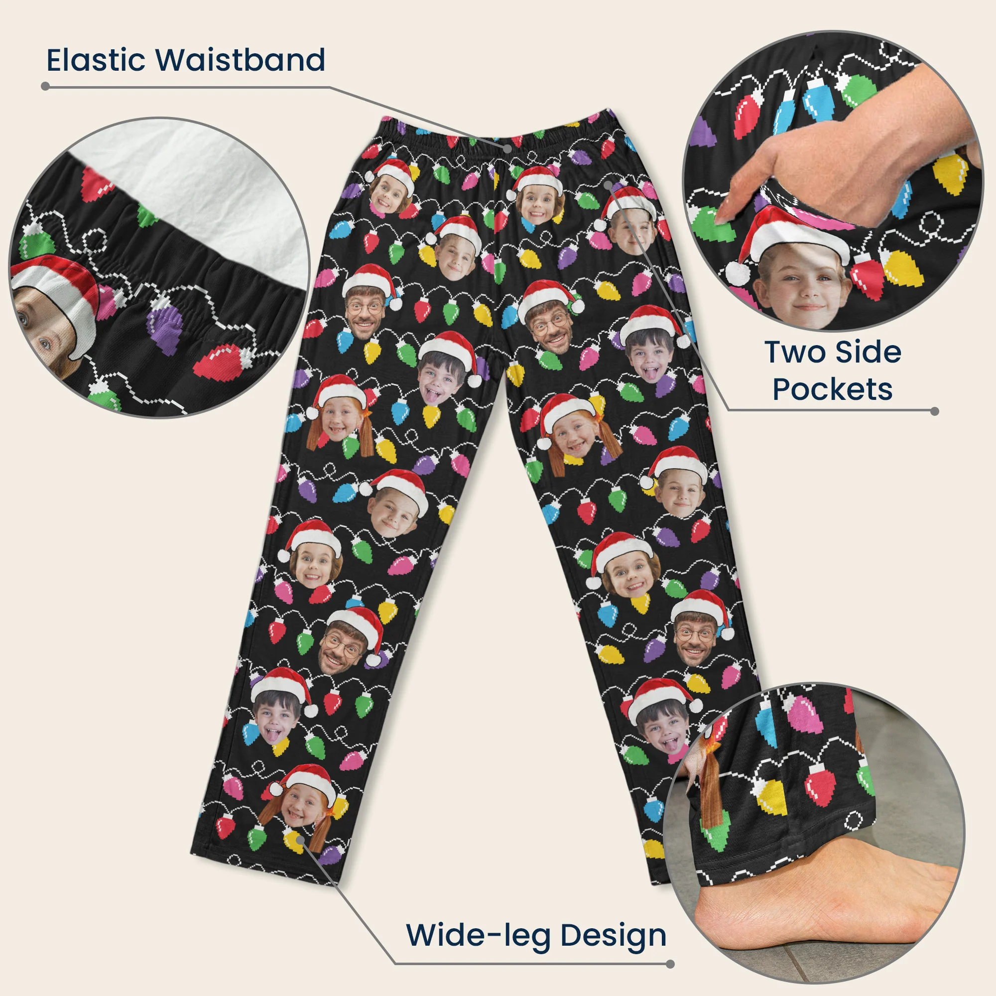 Custom Face Christmas Family Silly Xmas - Personalized Photo Lounge Pants - Image 7