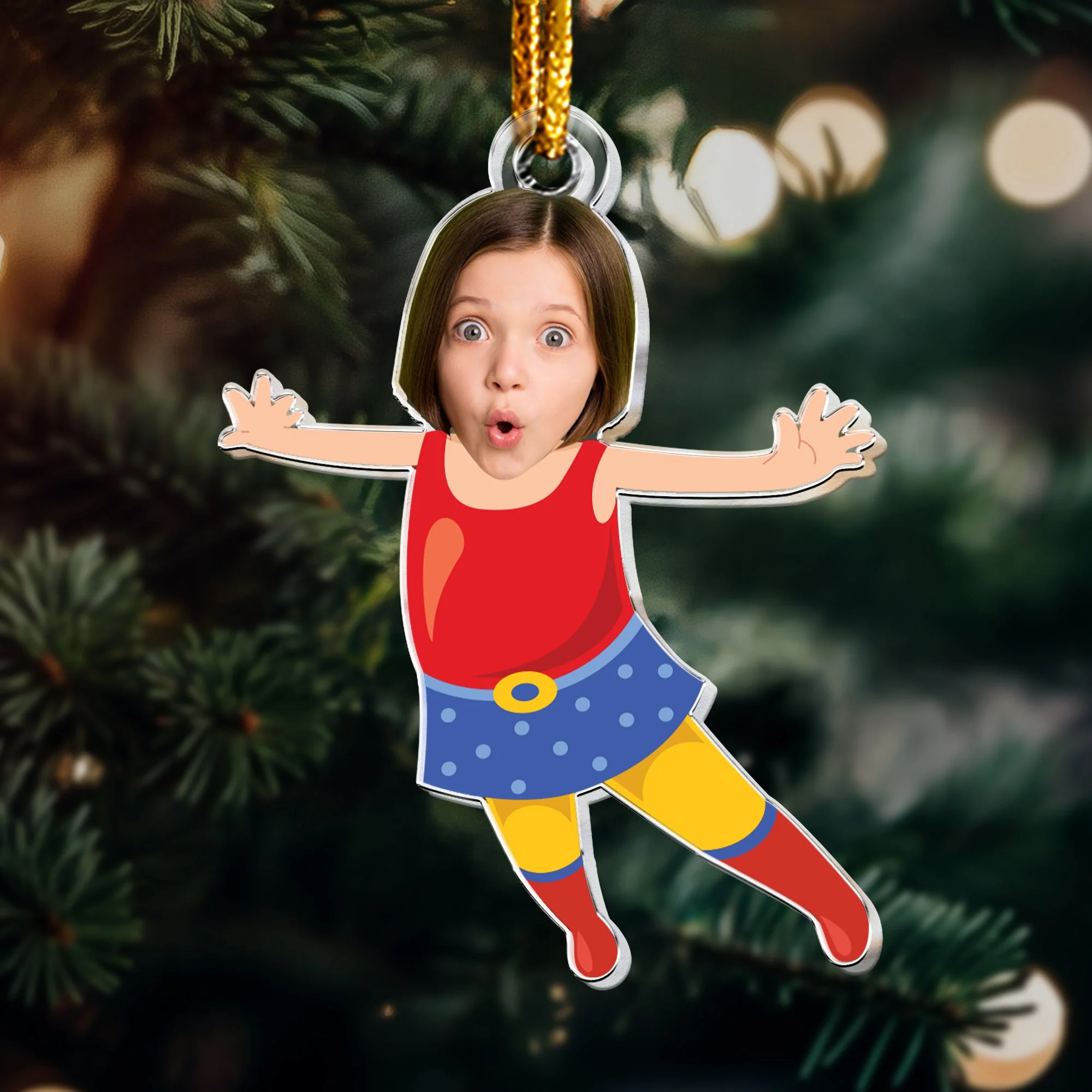 Custom Face For Kids Superheroes - Personalized Acrylic Photo Ornament - Image 2