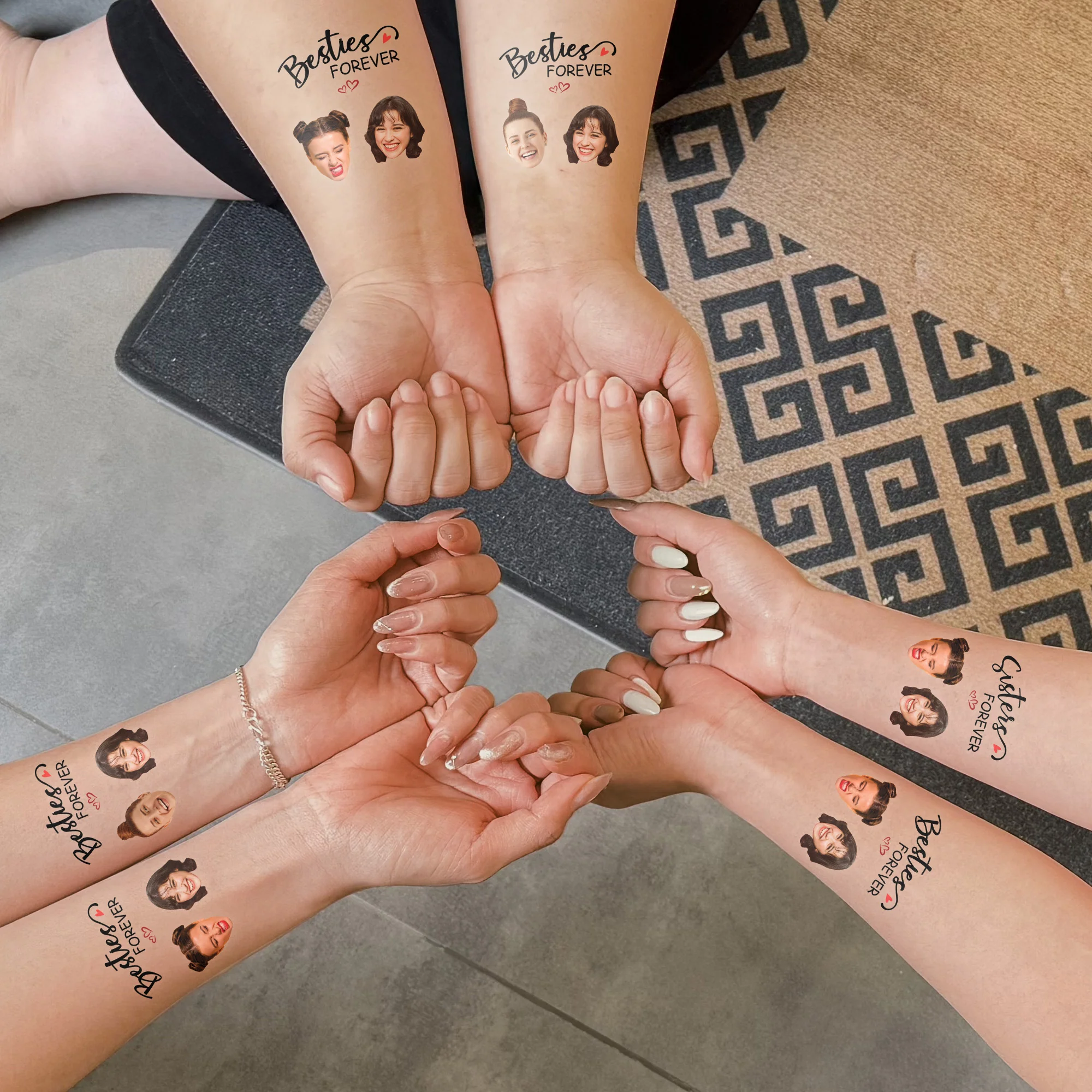 Custom Face Tattoo Besties Forever - Personalized Photo Tattoo - Image 2