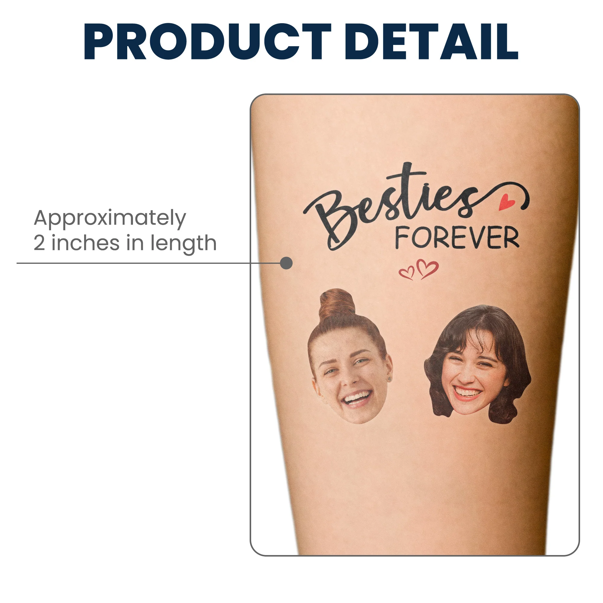 Custom Face Tattoo Besties Forever - Personalized Photo Tattoo - Image 5