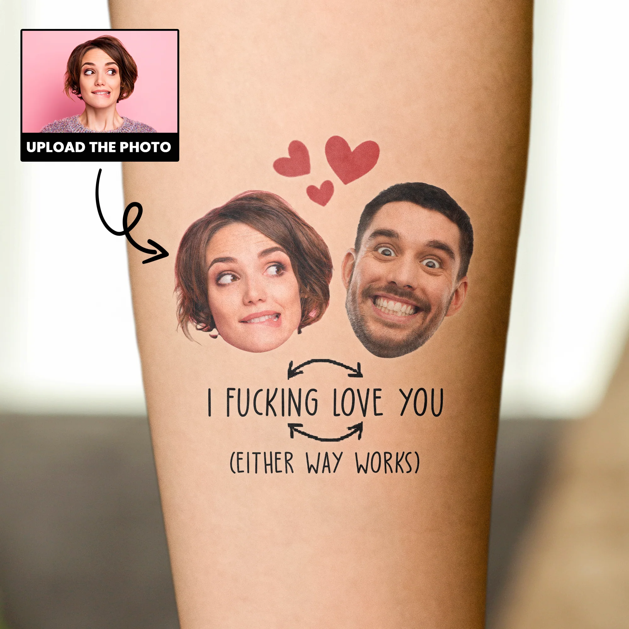 Custom Face Tattoo Couple - Personalized Photo Tattoo - Image 2