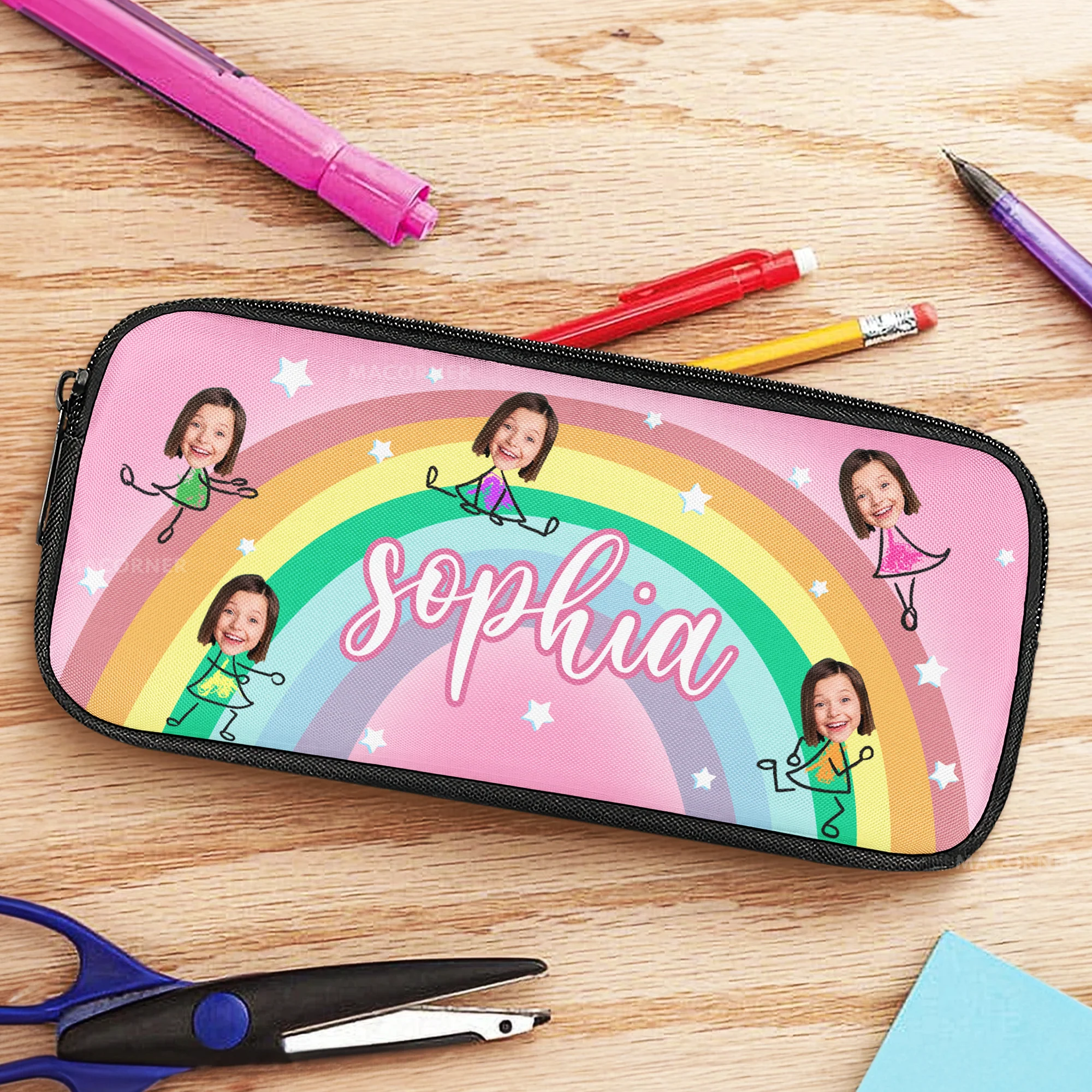 Custom Face With Kids' Pencil Case - Personalized Photo Pencil Case - Image 4