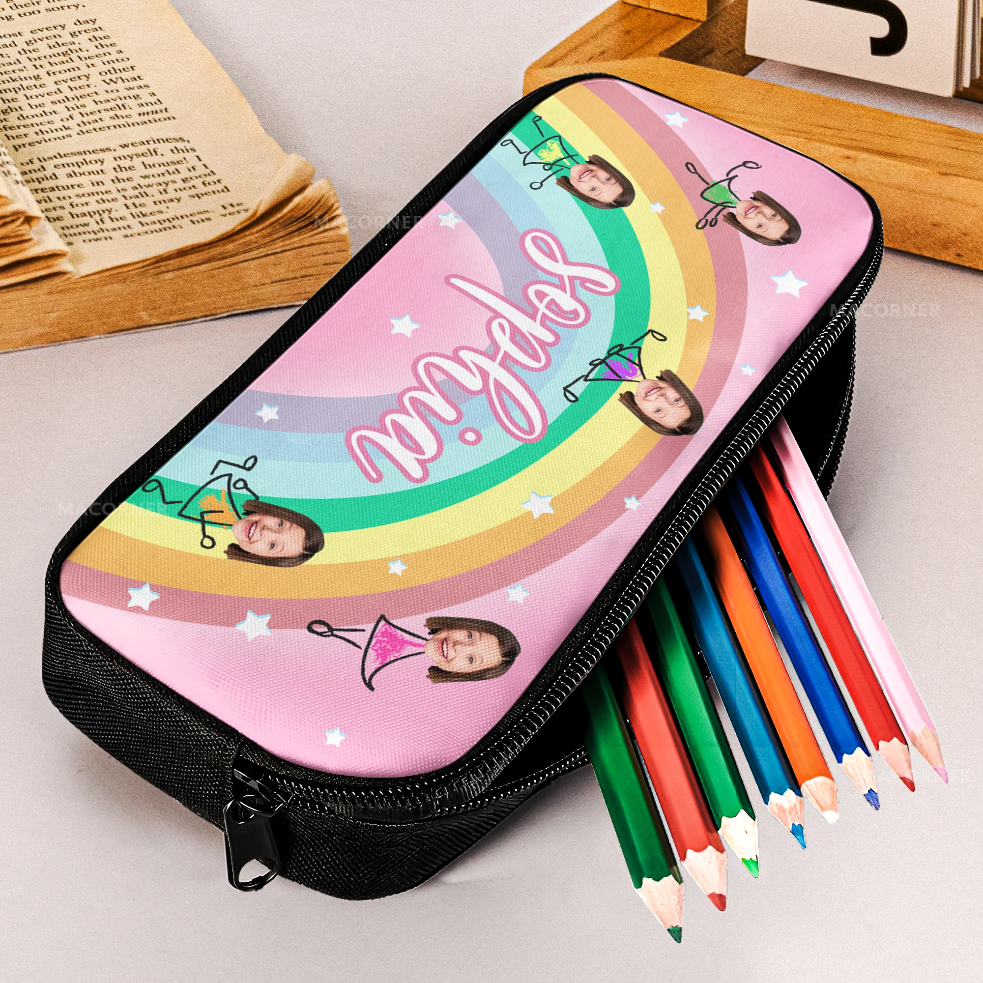 Custom Face With Kids' Pencil Case - Personalized Photo Pencil Case - Image 5