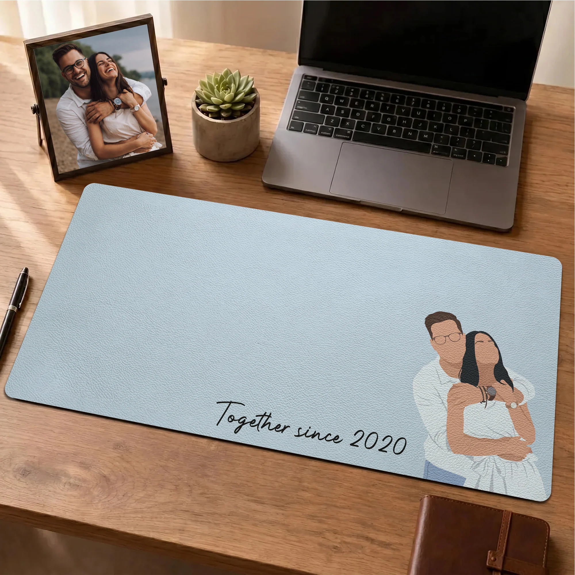 Custom Faceless Couple Photo - Gift For Him, Her - Personalized Desk Mat - Image 4