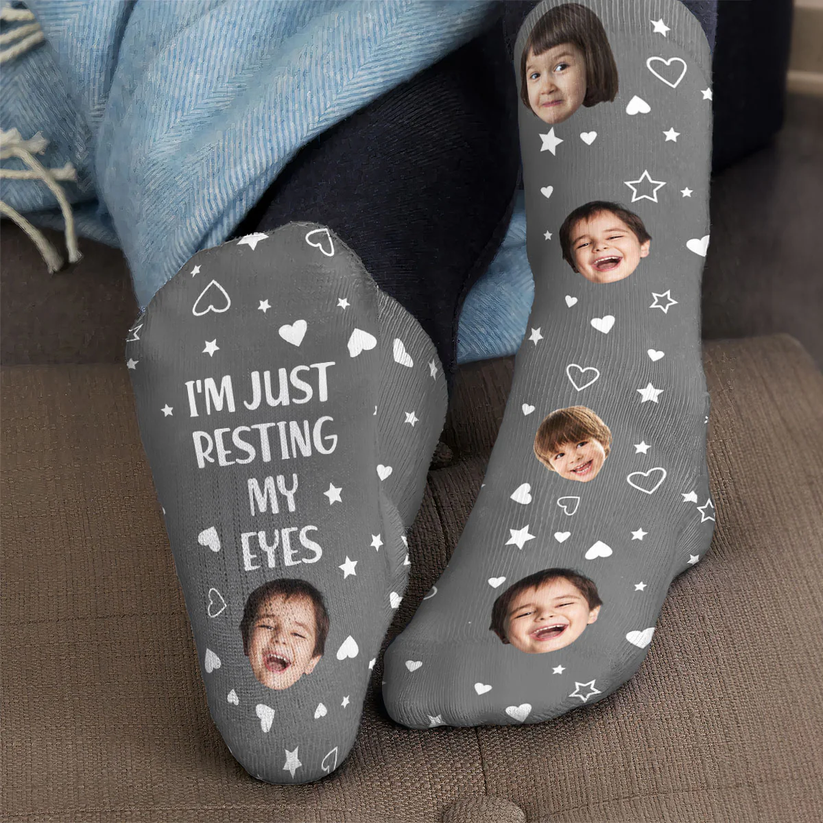 Custom Faces I'm Just Resting My Eyes Fathers Day Gifts - Personalized Photo Crew Socks - Image 4