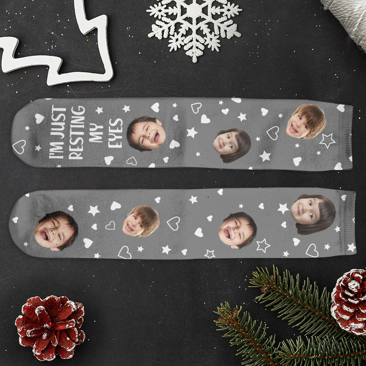 Custom Faces I'm Just Resting My Eyes Fathers Day Gifts - Personalized Photo Crew Socks - Image 7