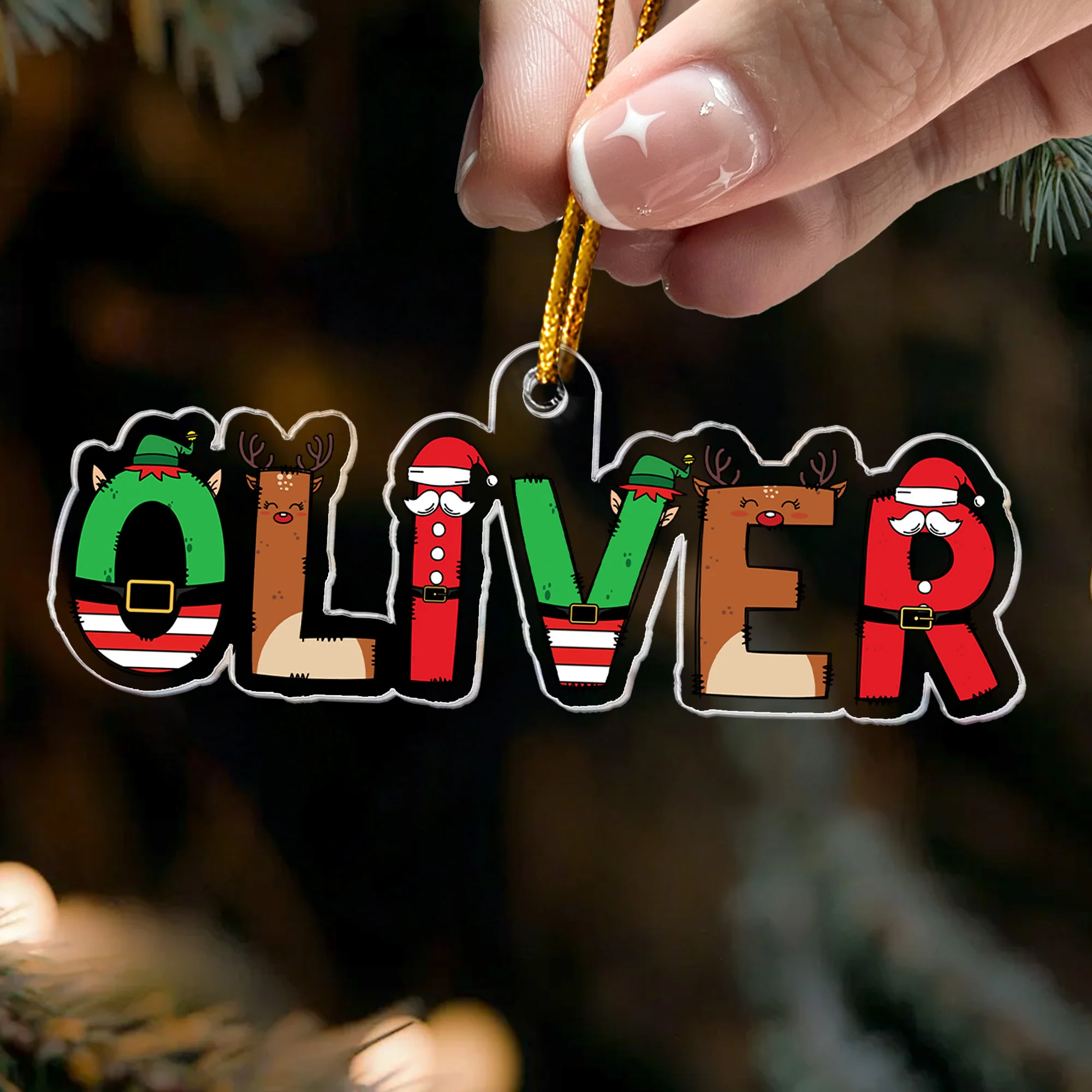 Custom Family Name Elf Santa Letter For Kids, Family, Bulk Gifts - Personalized Acrylic Ornament - Image 2