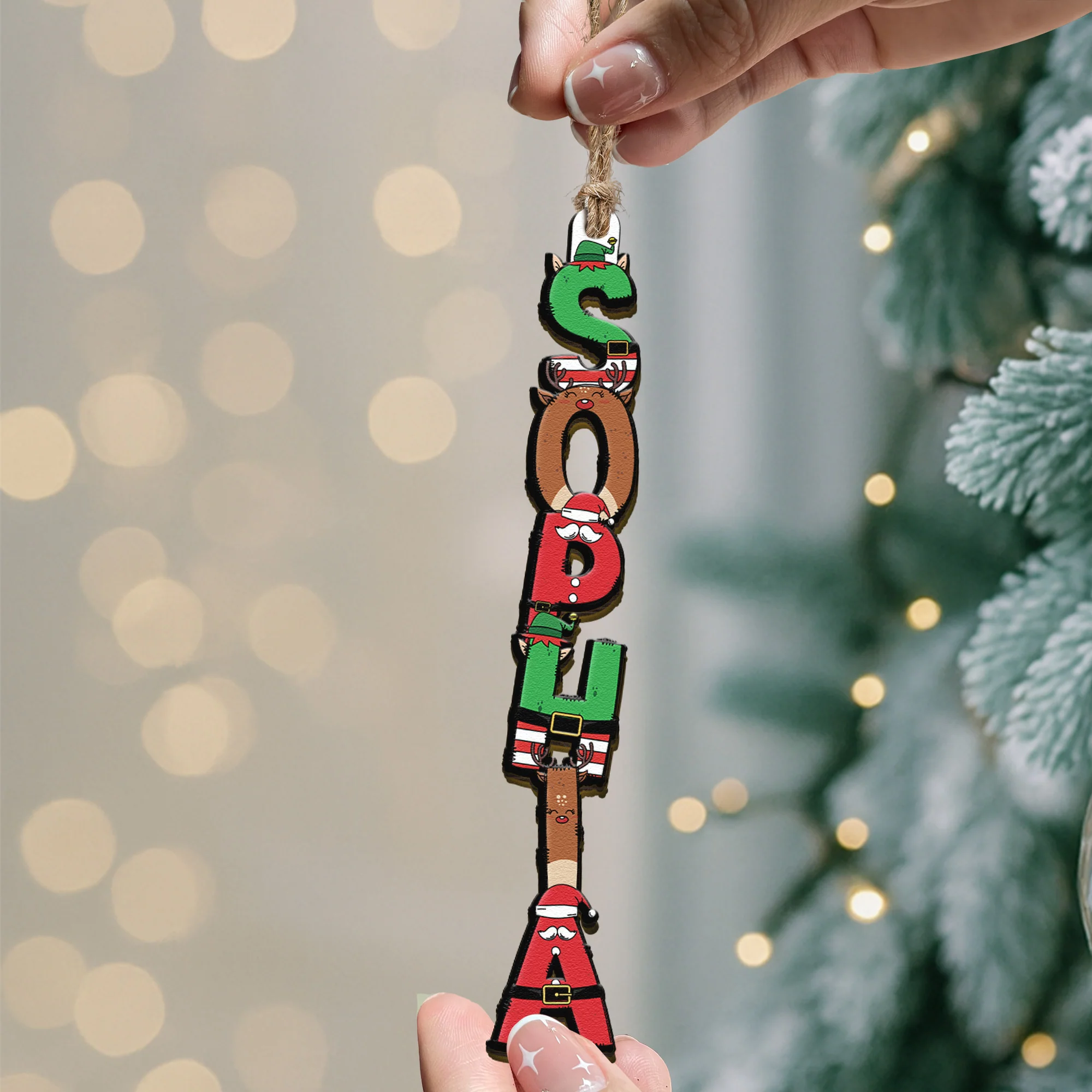 Custom Family Name Elf Santa Letter For Kids, Siblings - Personalized Family Ornament - Image 2