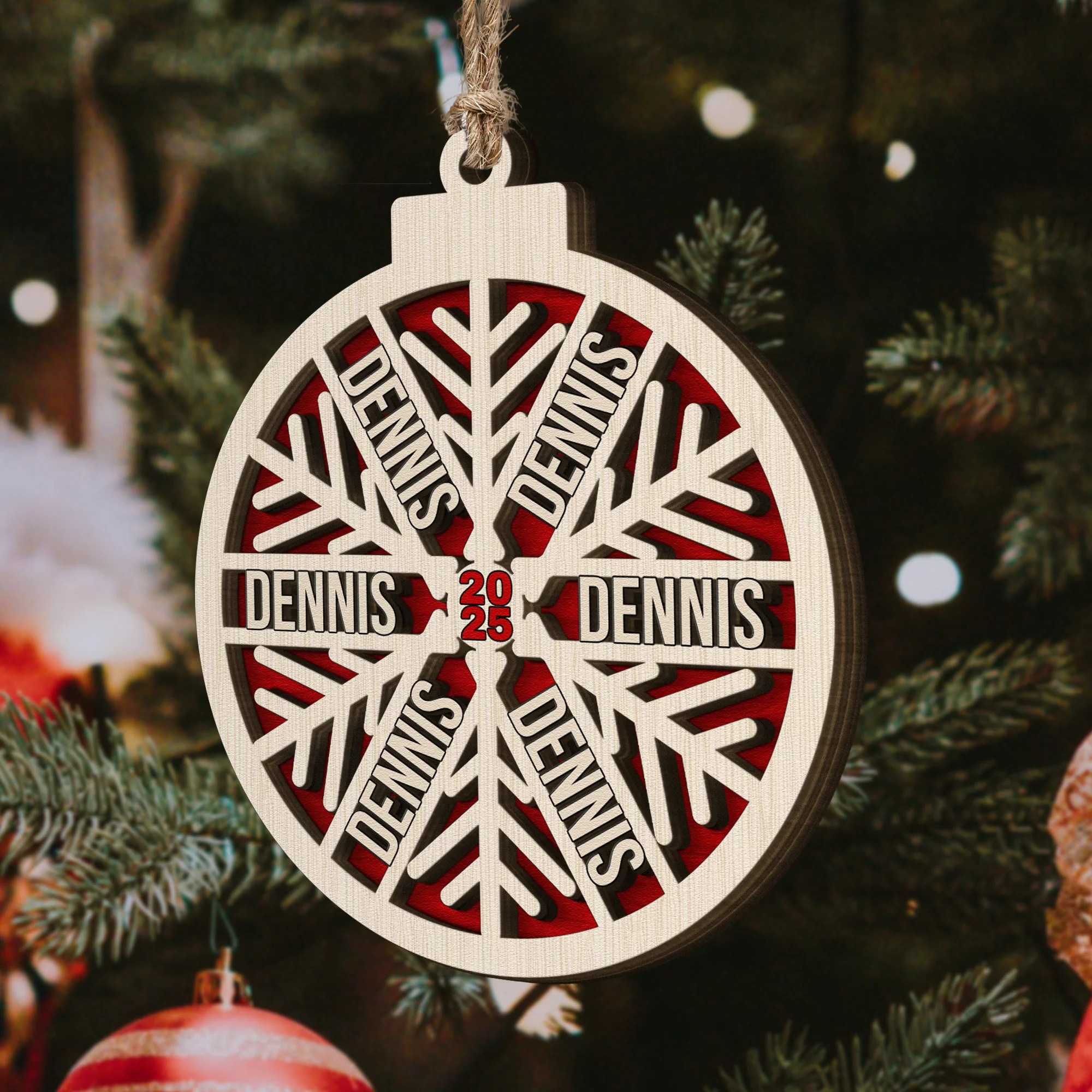 Custom Family Name Snowflake, 2025 Christmas Family Ornament With Name - Personalized Wooden Ornament - Image 3