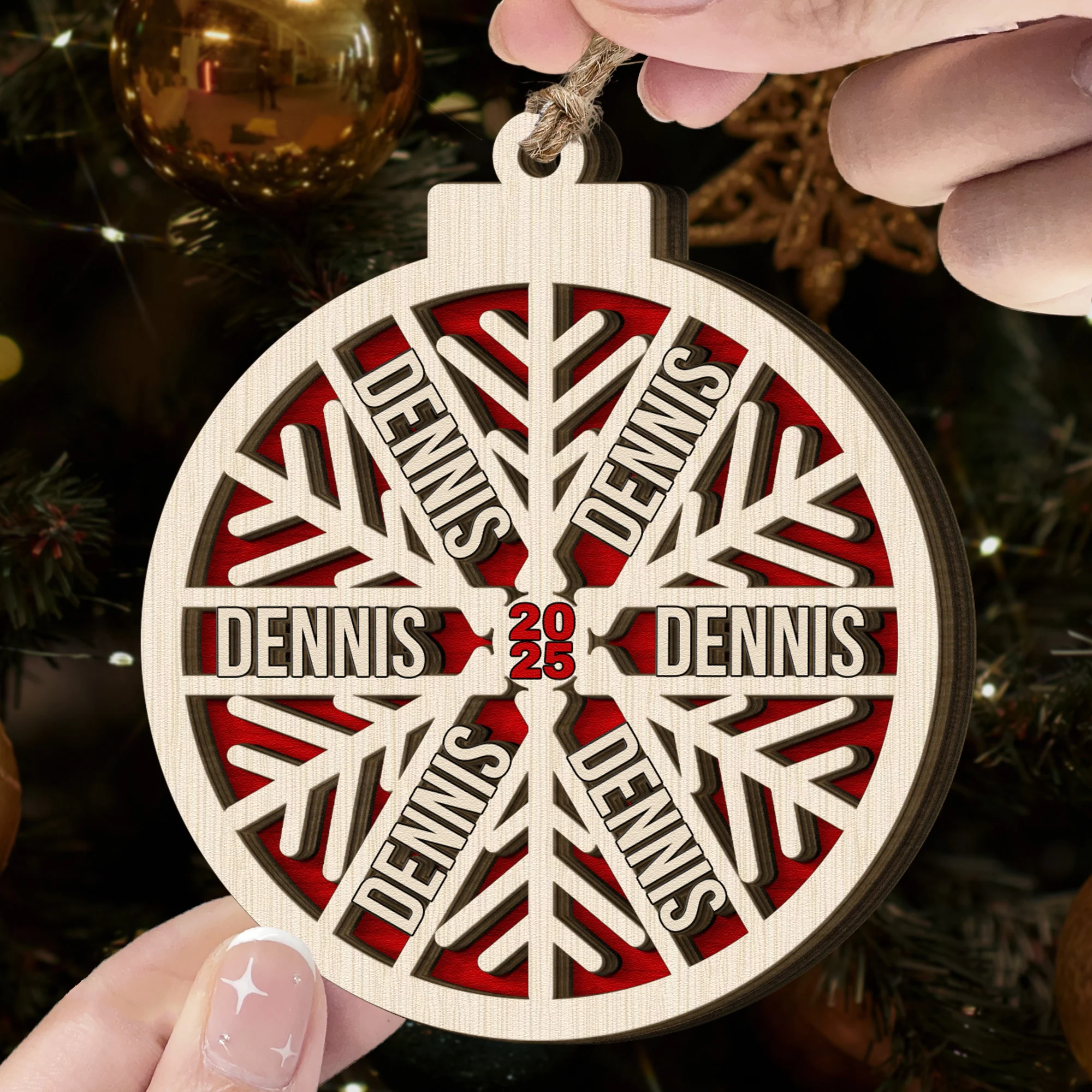 Custom Family Name Snowflake, 2025 Christmas Family Ornament With Name - Personalized Wooden Ornament - Image 4