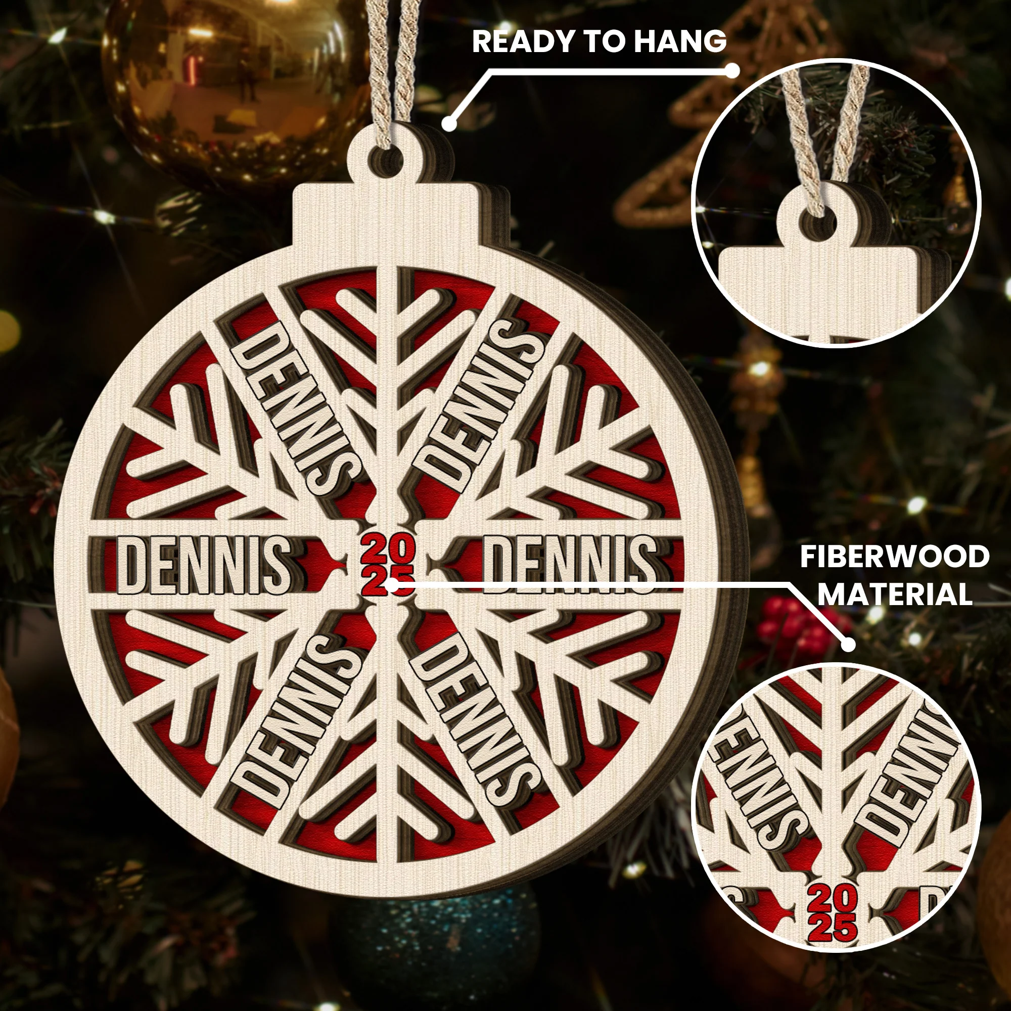 Custom Family Name Snowflake, 2025 Christmas Family Ornament With Name - Personalized Wooden Ornament - Image 6