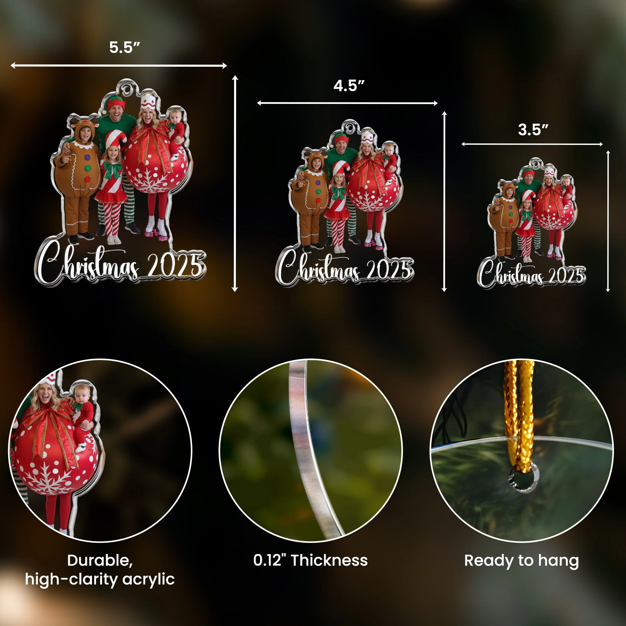 Custom Family Photo Christmas - 1st Baby, Family, Couples, Pet Lovers - Personalized Acrylic Photo Ornament - Image 6