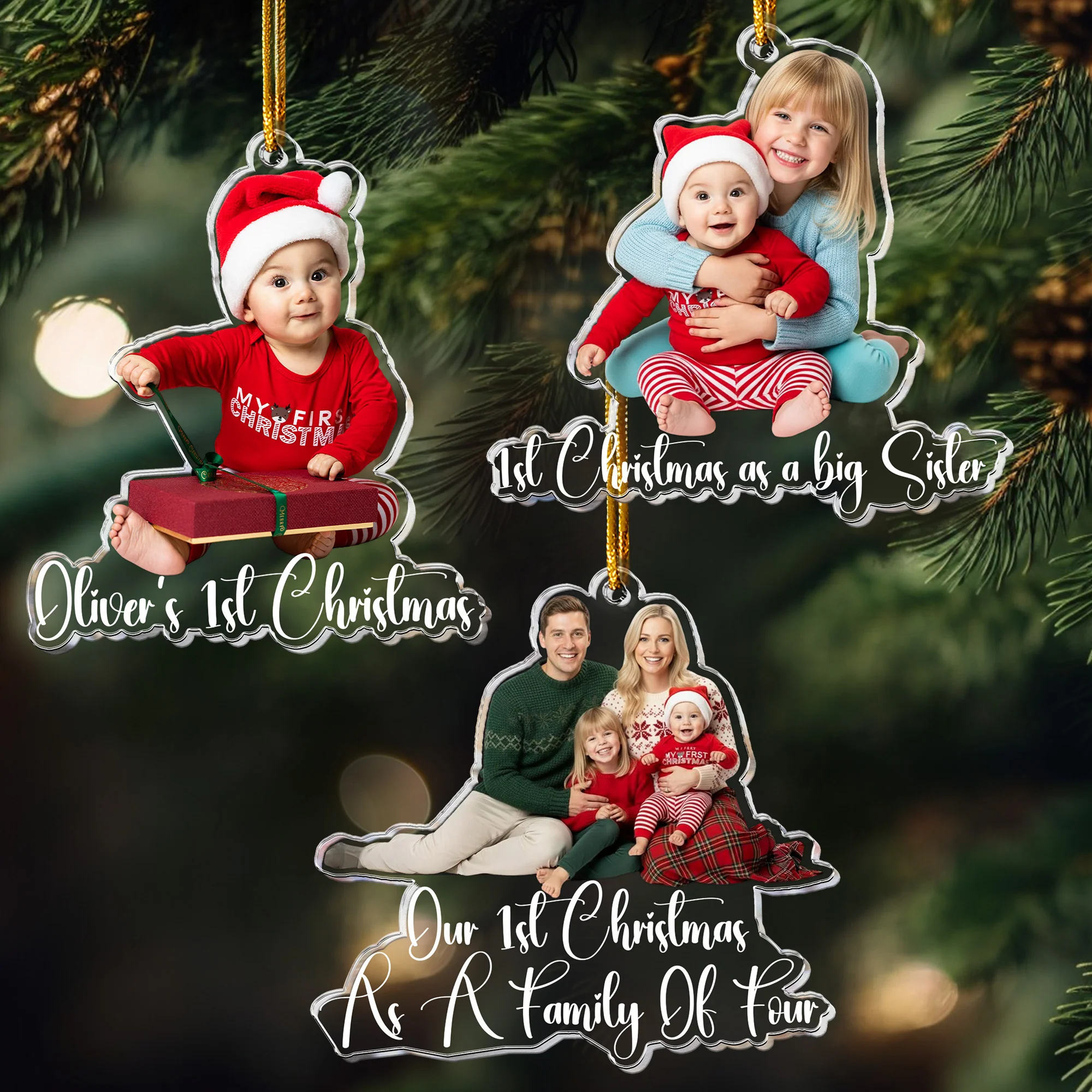 Custom Family Photo Christmas - 1st Baby, Family, Couples, Pet Lovers - Personalized Acrylic Photo Ornament - Image 8