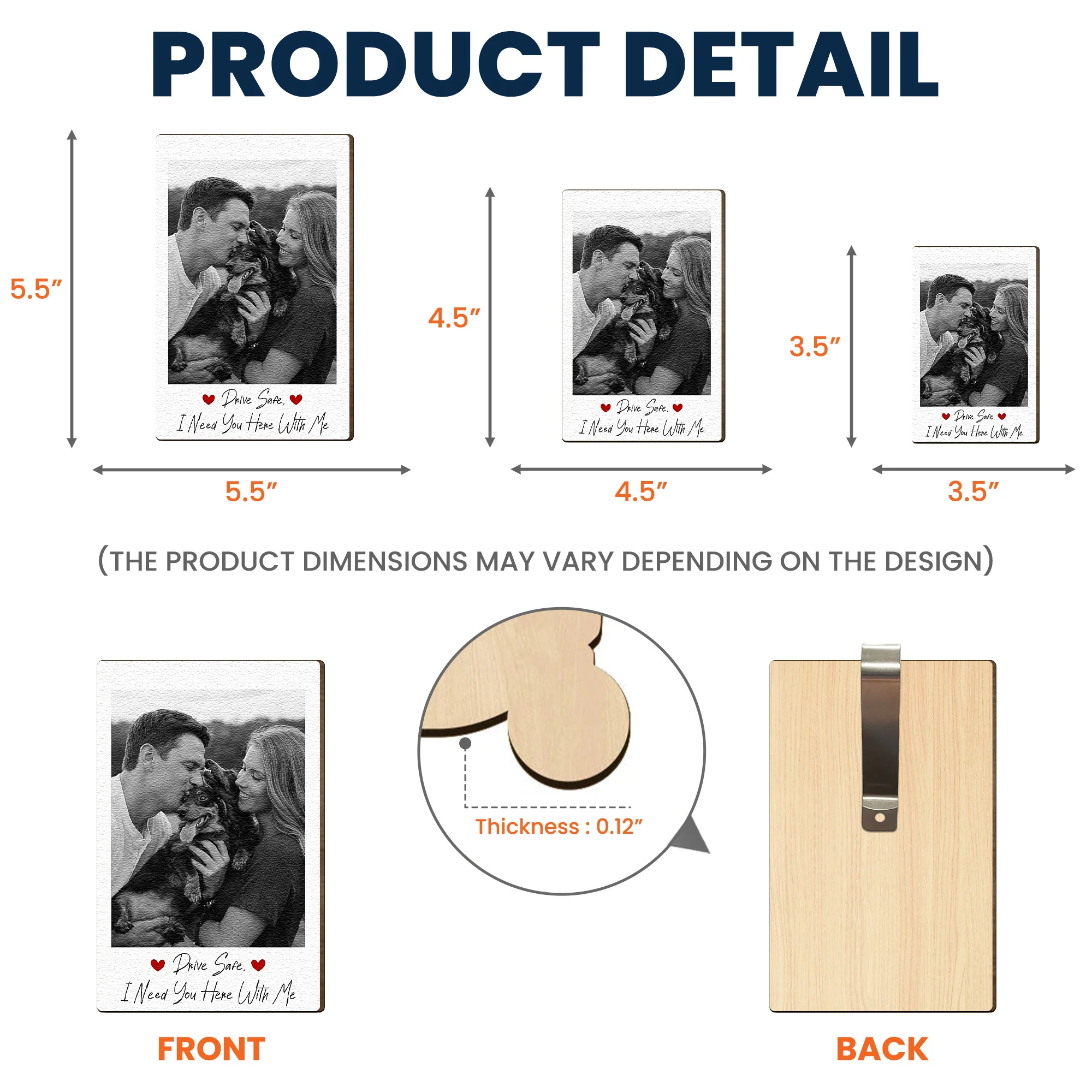 Custom Family Polaroid Photo & Message For Him, Daddy, Papa - Personalized Wooden Photo Car Visor Clip - Image 7