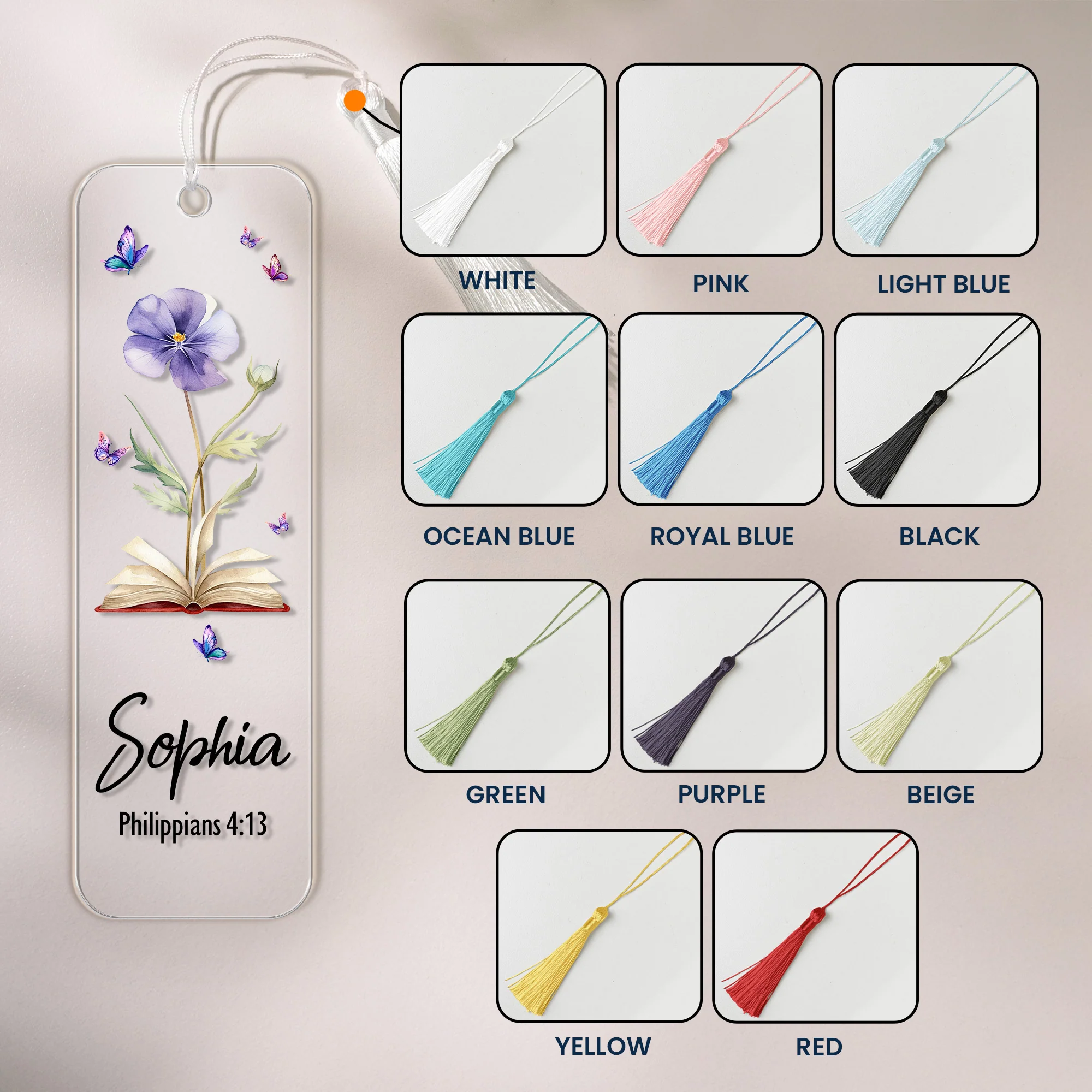 Custom Favorite Bible Verse References With Birth Flower - Custom Acrylic Bookmark - Image 5