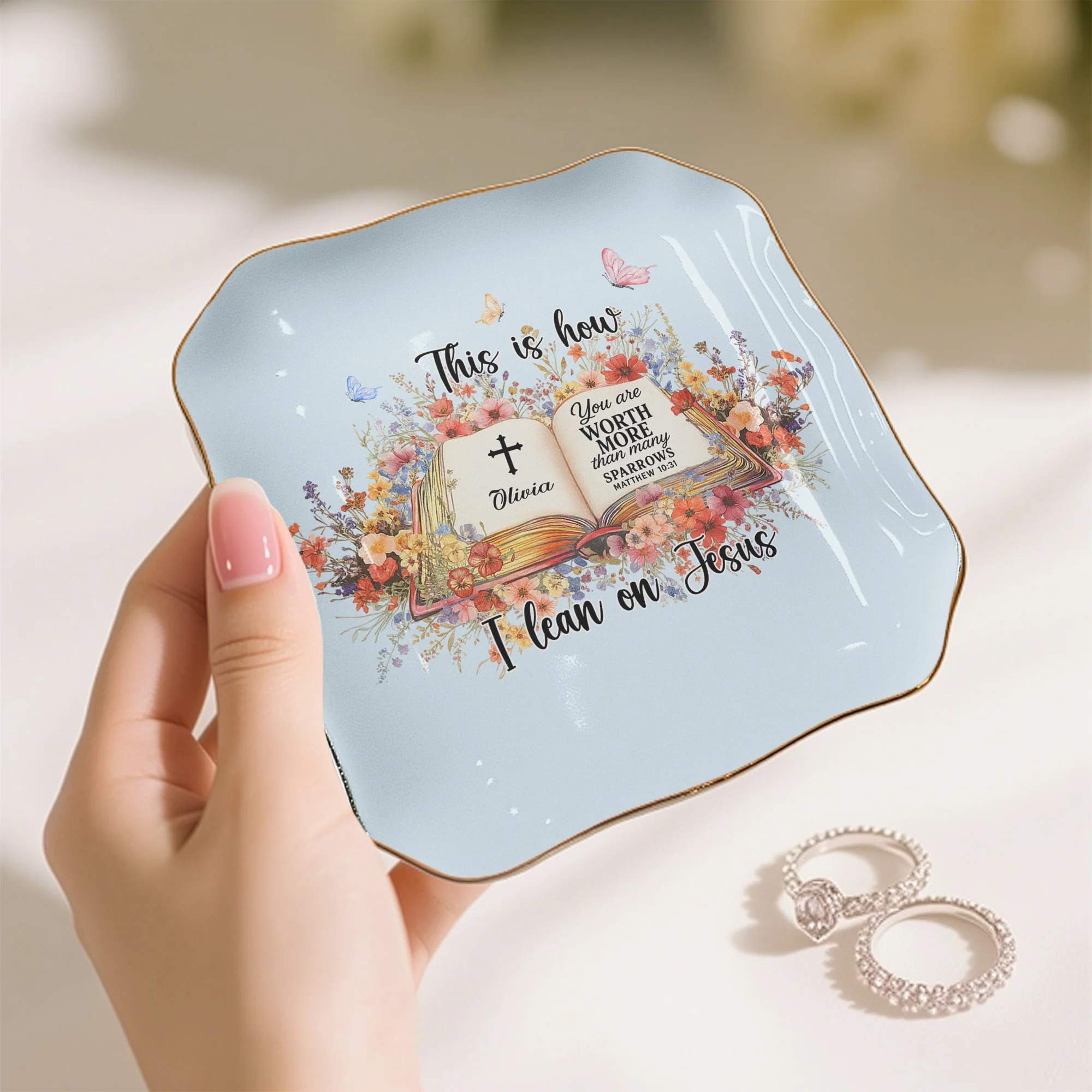 Custom Favorite Bible Verse This Is How I Fight My Battles - Personalized Jewelry Dish - Image 5