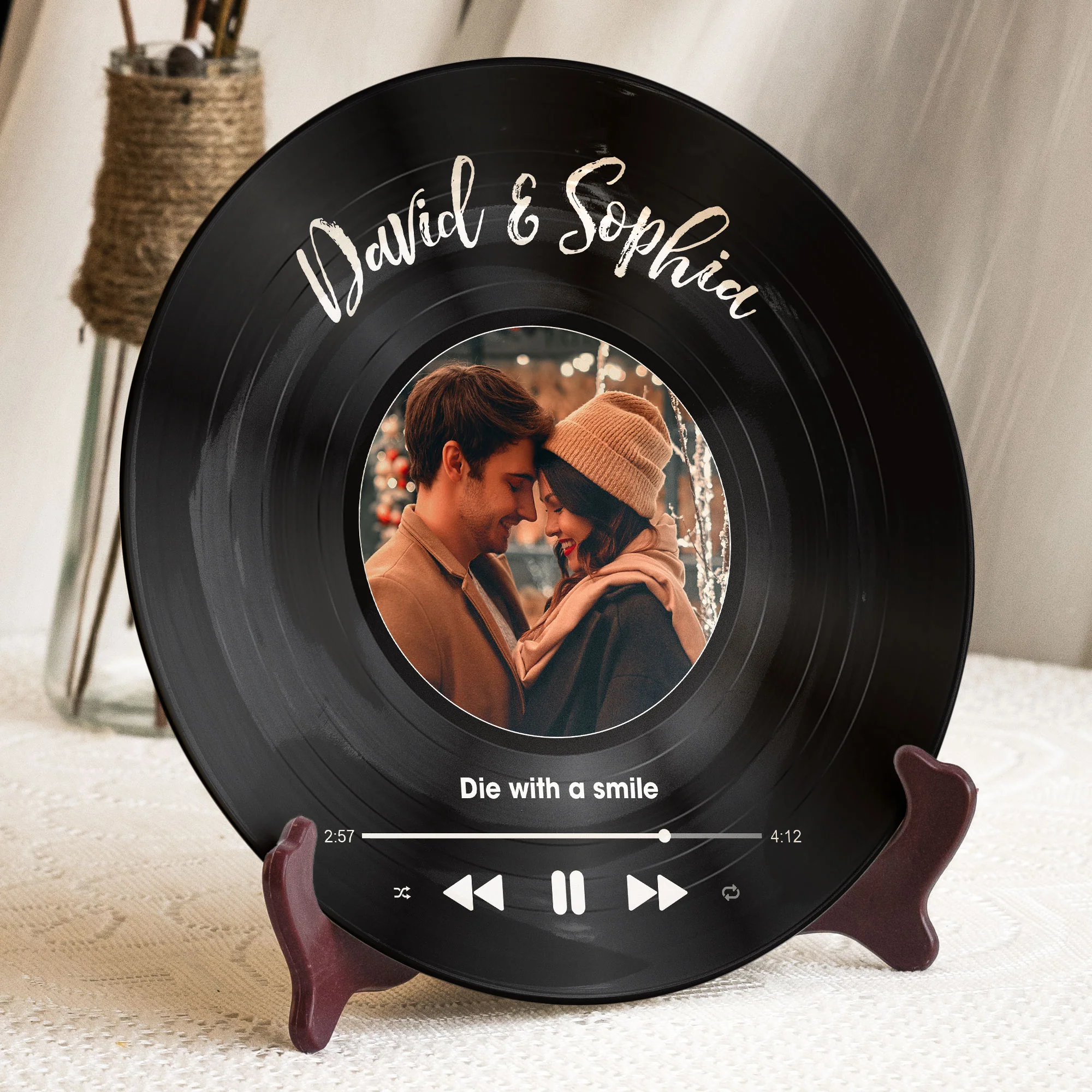 Custom Favorite Song And Photo - Personalized Photo Ceramic Plate - Image 2