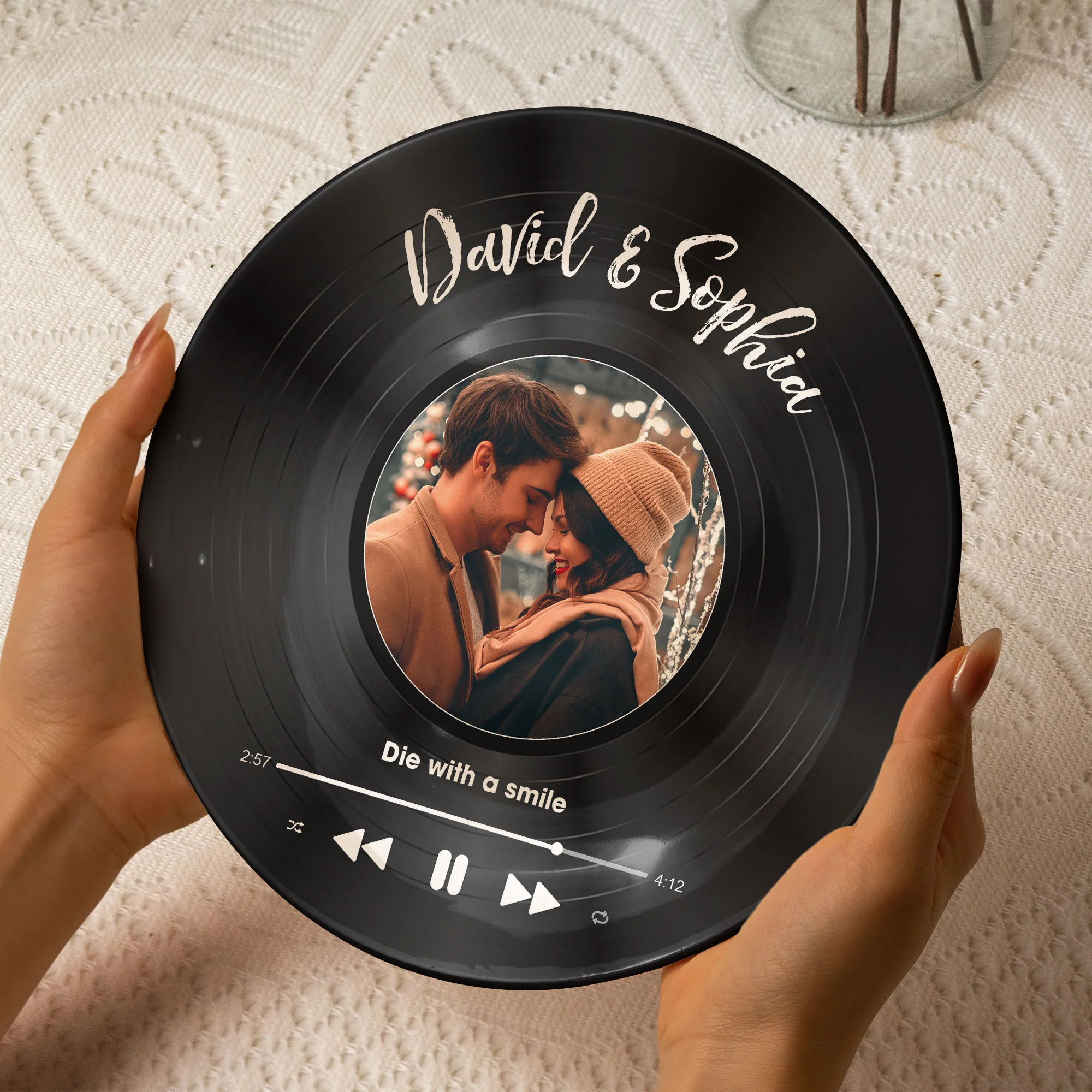 Custom Favorite Song And Photo - Personalized Photo Ceramic Plate - Image 4