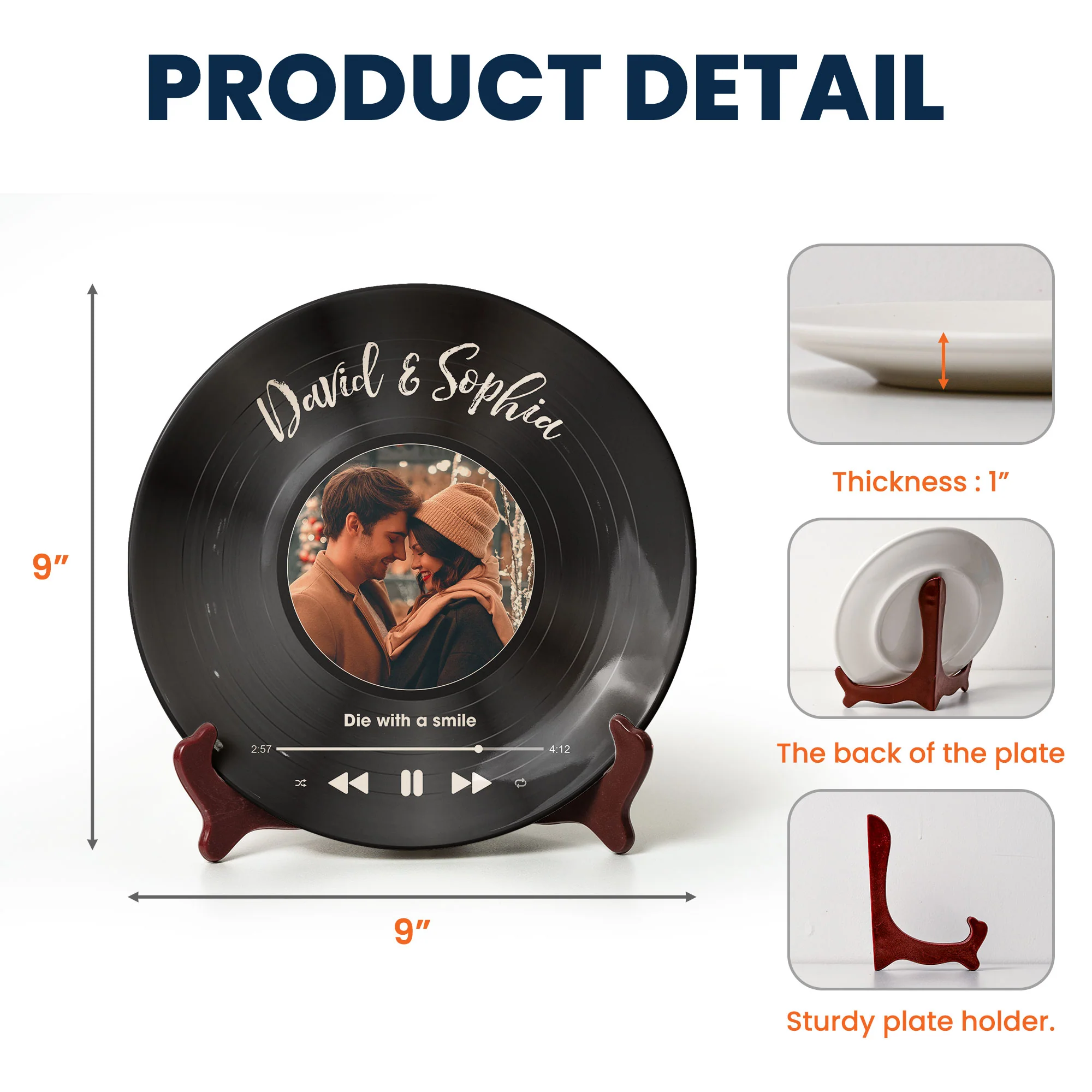 Custom Favorite Song And Photo - Personalized Photo Ceramic Plate - Image 6