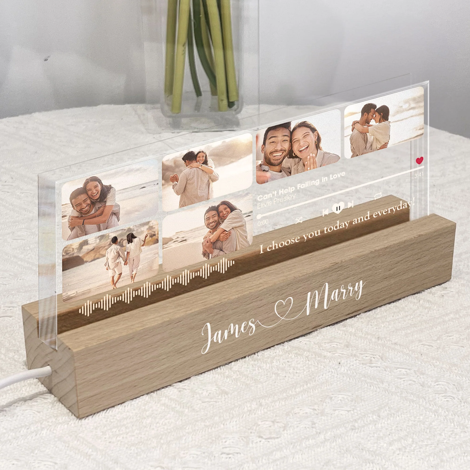 Custom Favorite Song Anniversary Gift - Personalized Photo LED Night Light - Image 2