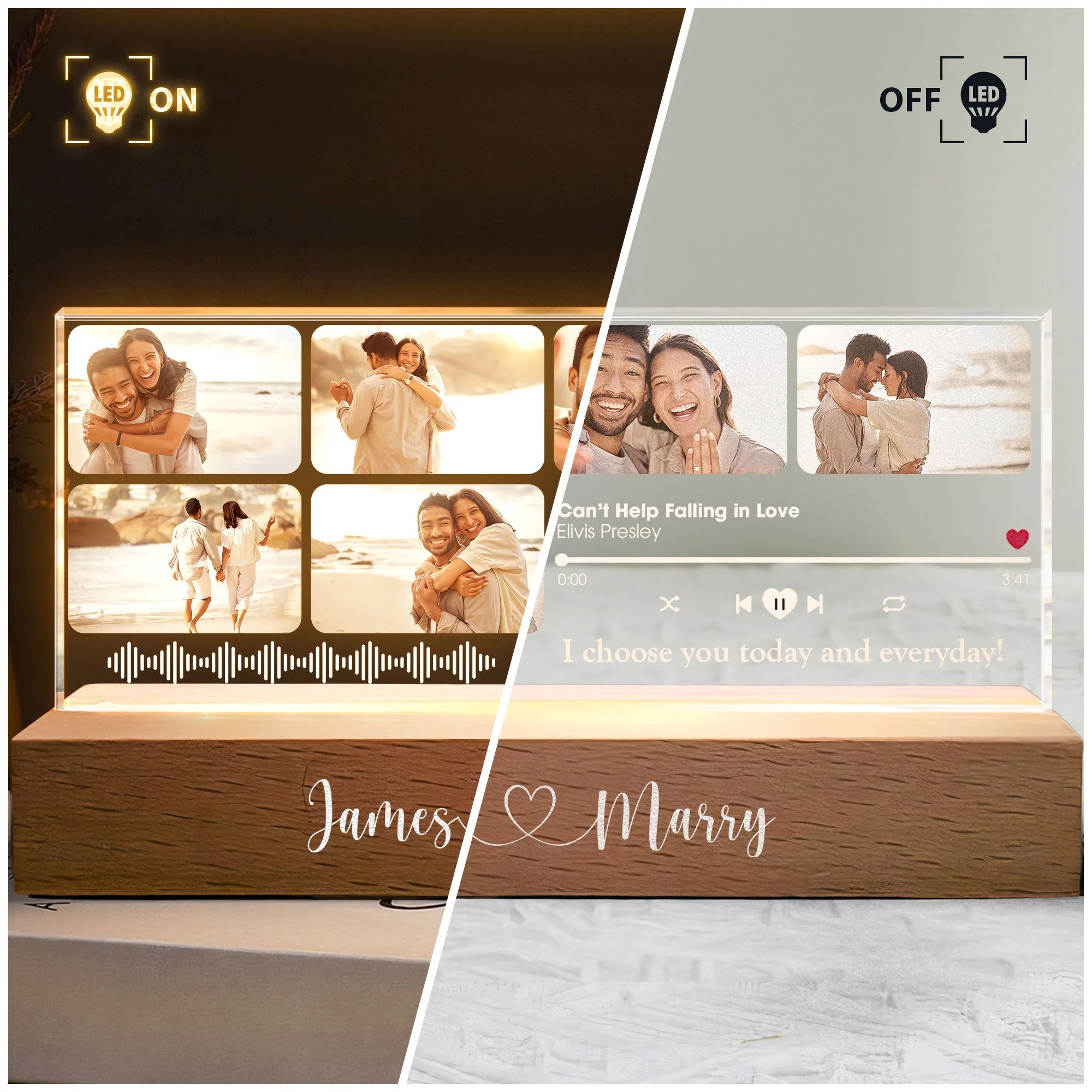 Custom Favorite Song Anniversary Gift - Personalized Photo LED Night Light - Image 4