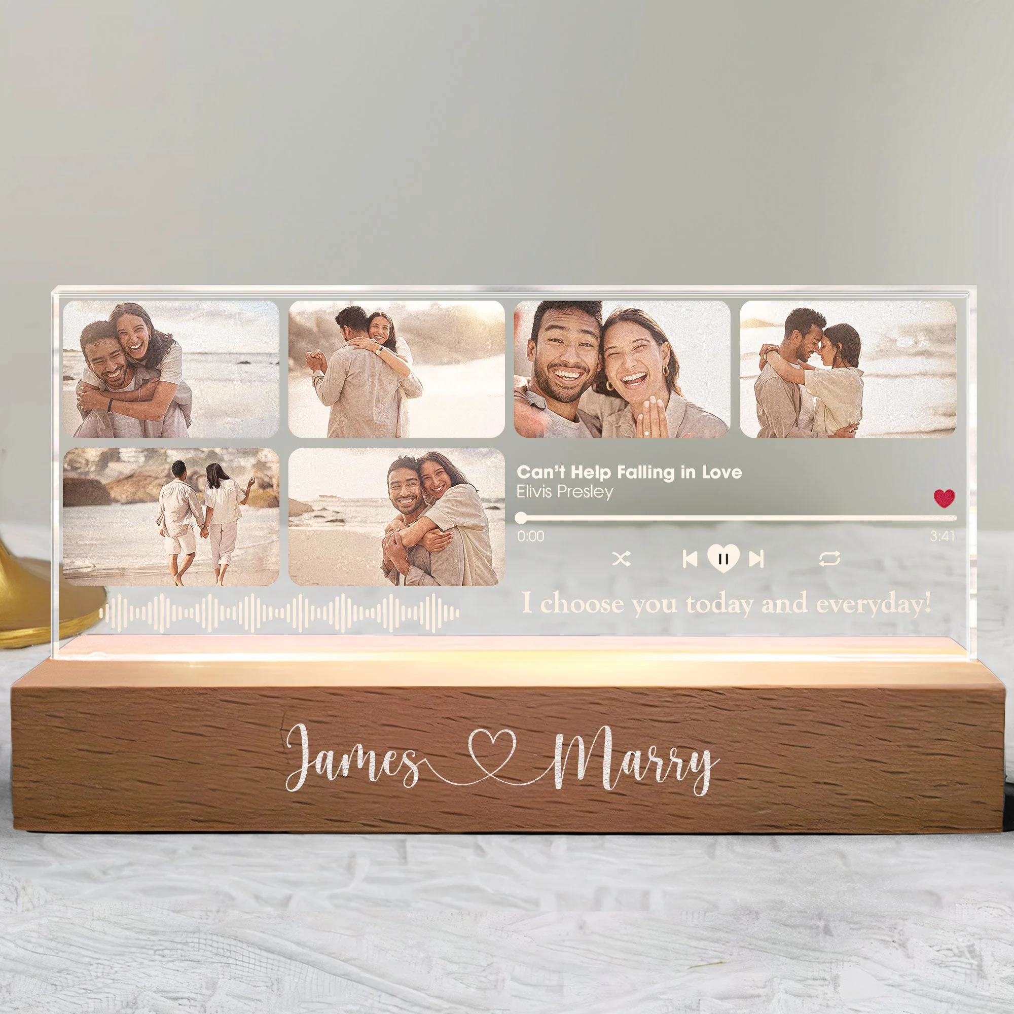 Custom Favorite Song Anniversary Gift - Personalized Photo LED Night Light - Image 5