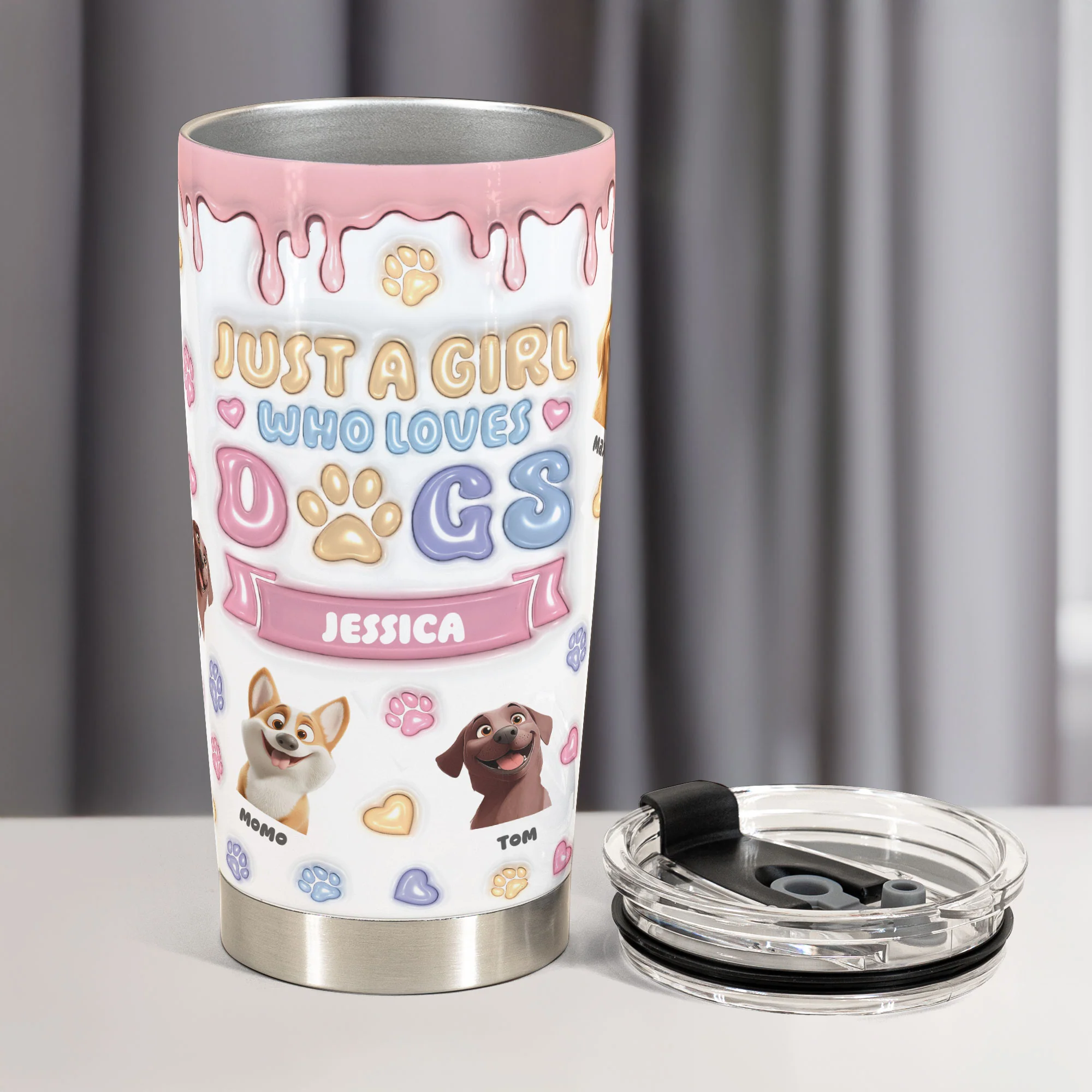 Custom Funny Dogs Just A Girl Who Loves Dogs - Personalized Tumbler Cup - Image 2