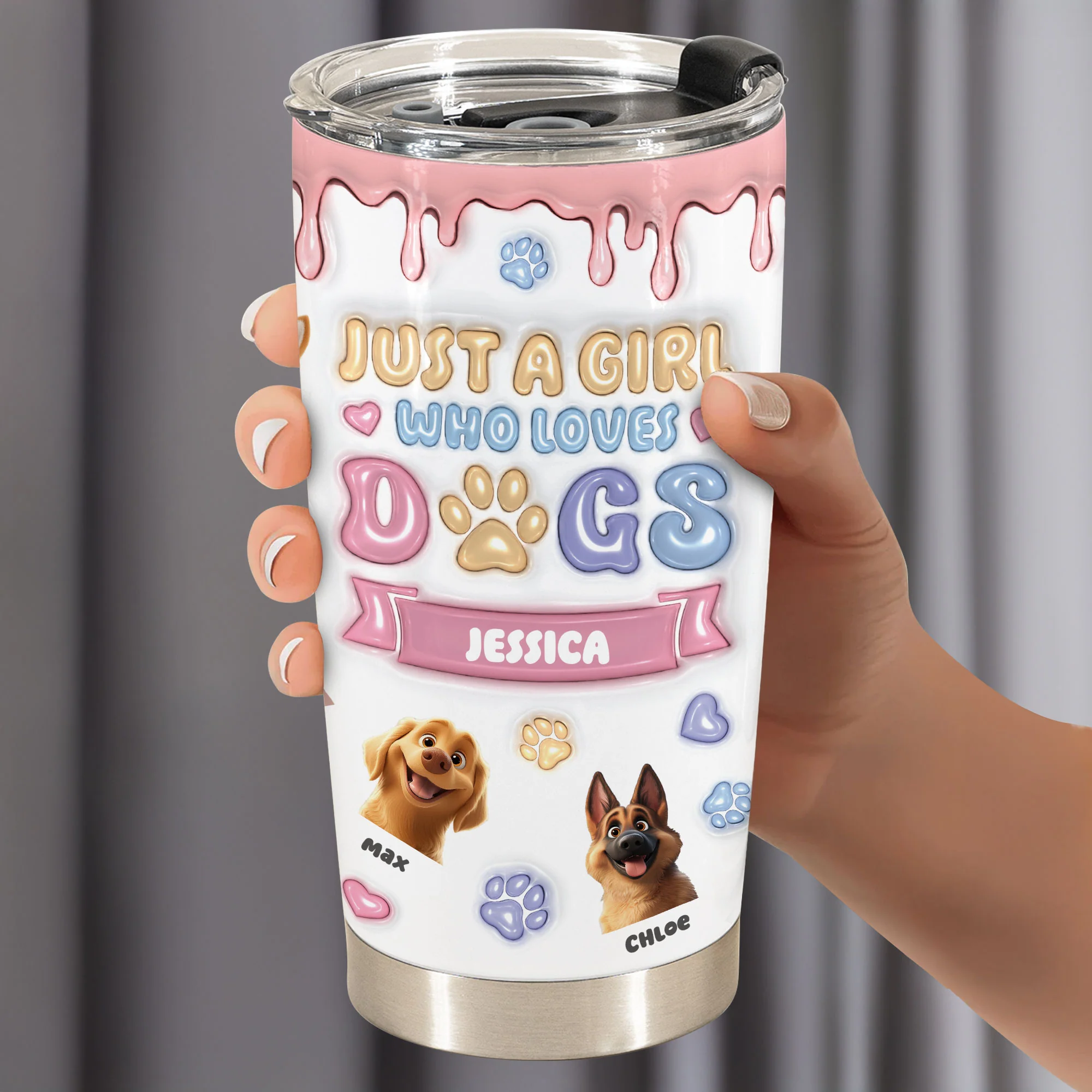Custom Funny Dogs Just A Girl Who Loves Dogs - Personalized Tumbler Cup - Image 3