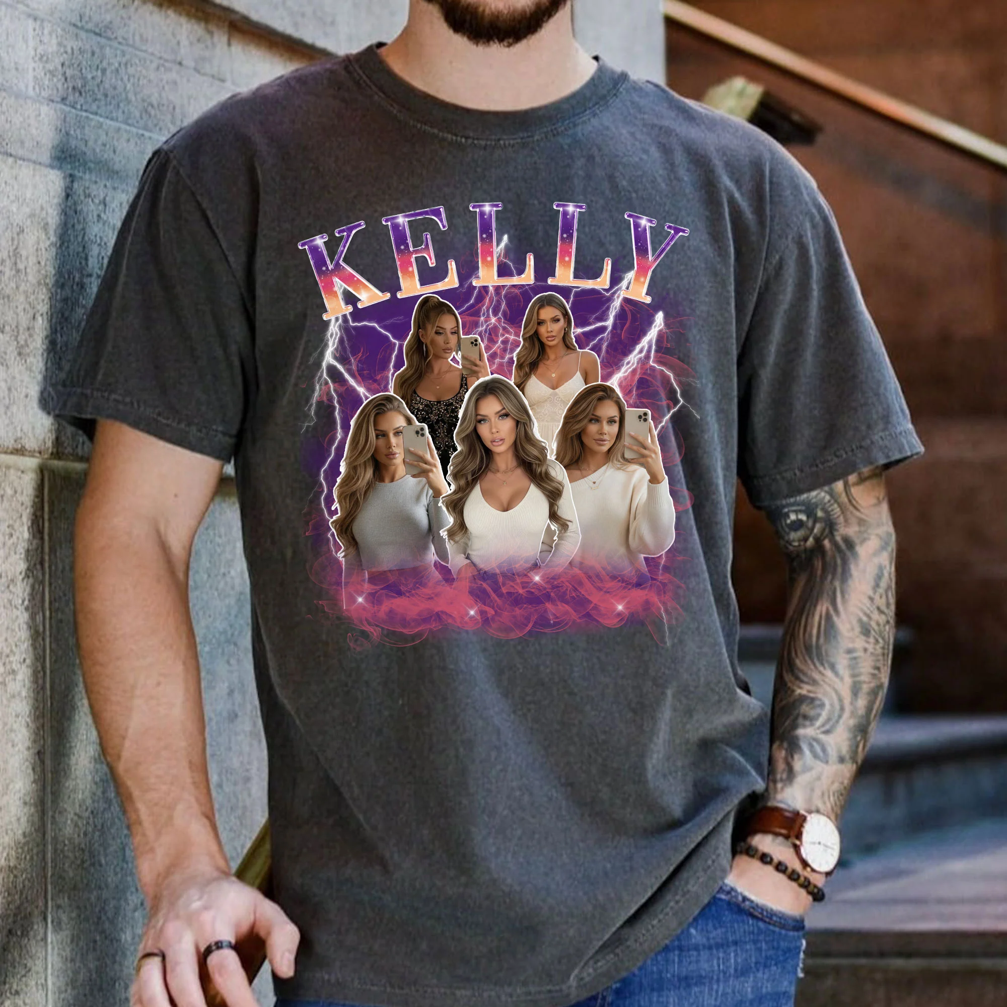 Custom Funny Girlfriend - Gift For Boyfriend, Husband - Personalized Photo Comfort Tee - Image 4