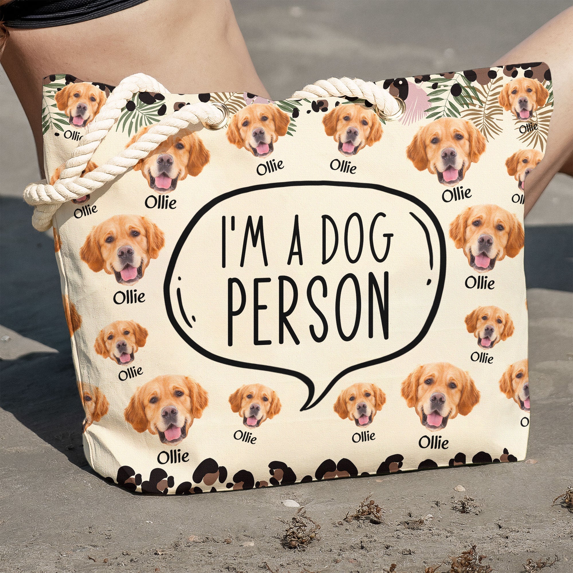 Custom Funny Pet Face - Personalized Photo Beach Bag - Image 4
