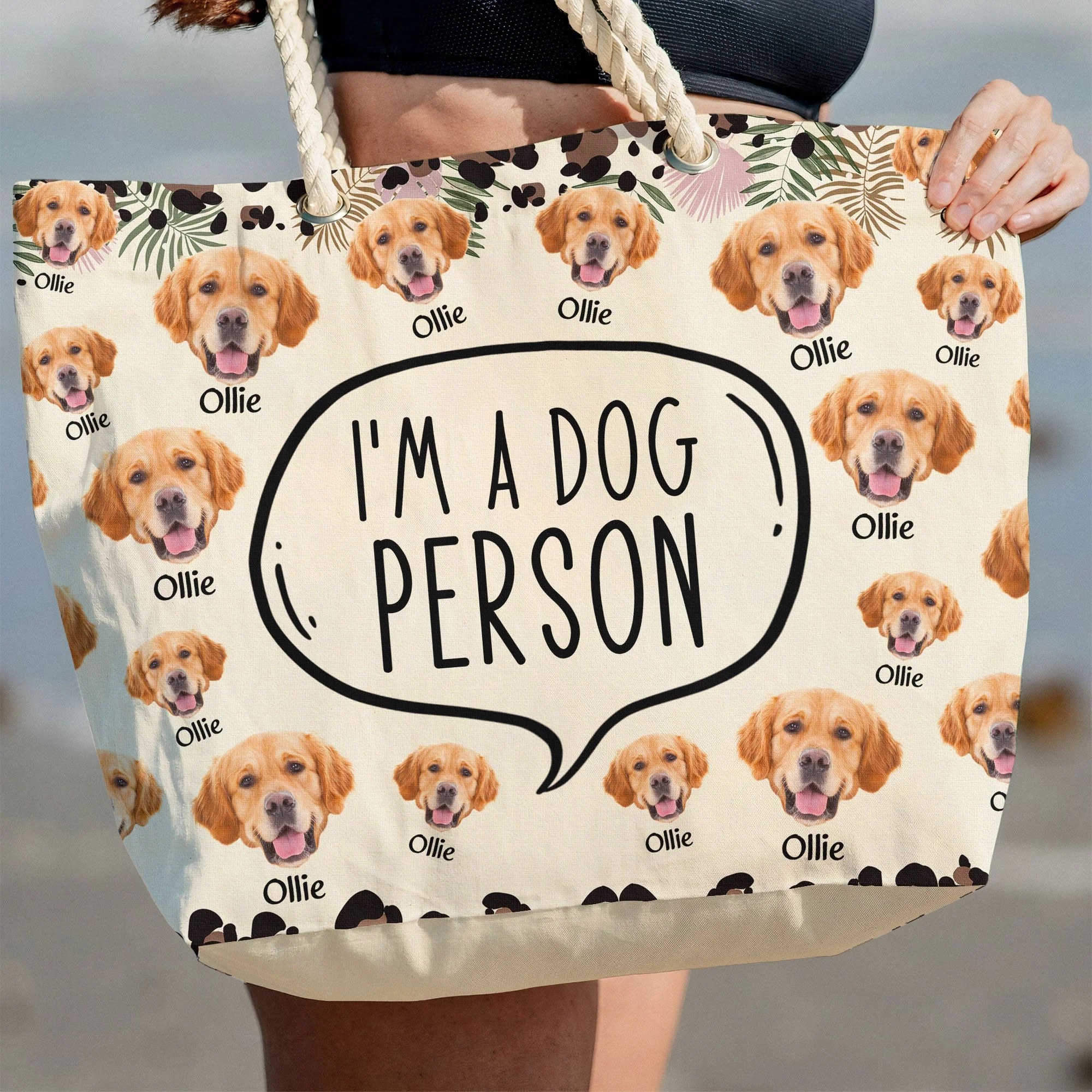 Custom Funny Pet Face - Personalized Photo Beach Bag - Image 6