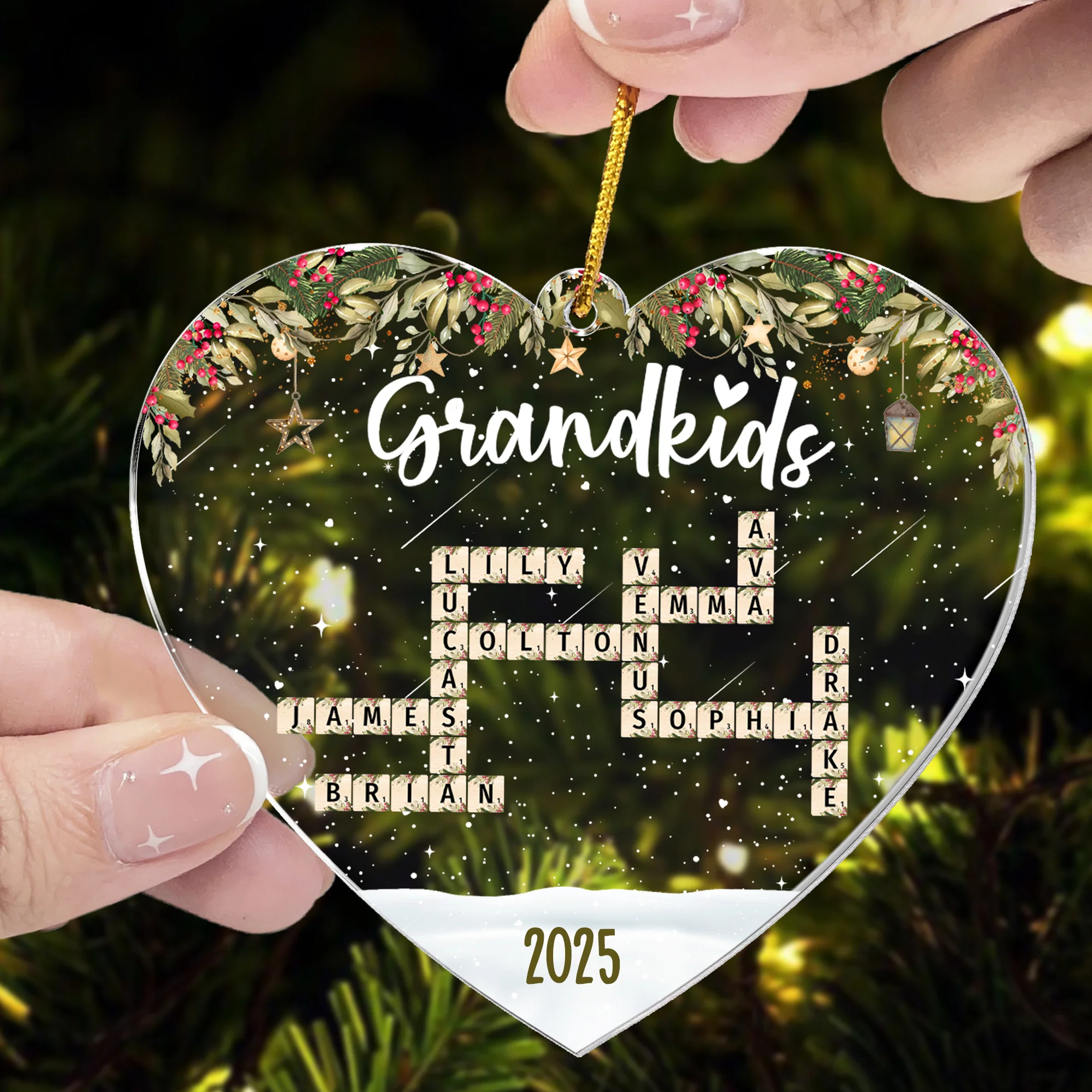 Custom Grandkids 2025 New Version - Personalized Acrylic Ornament - Image 2