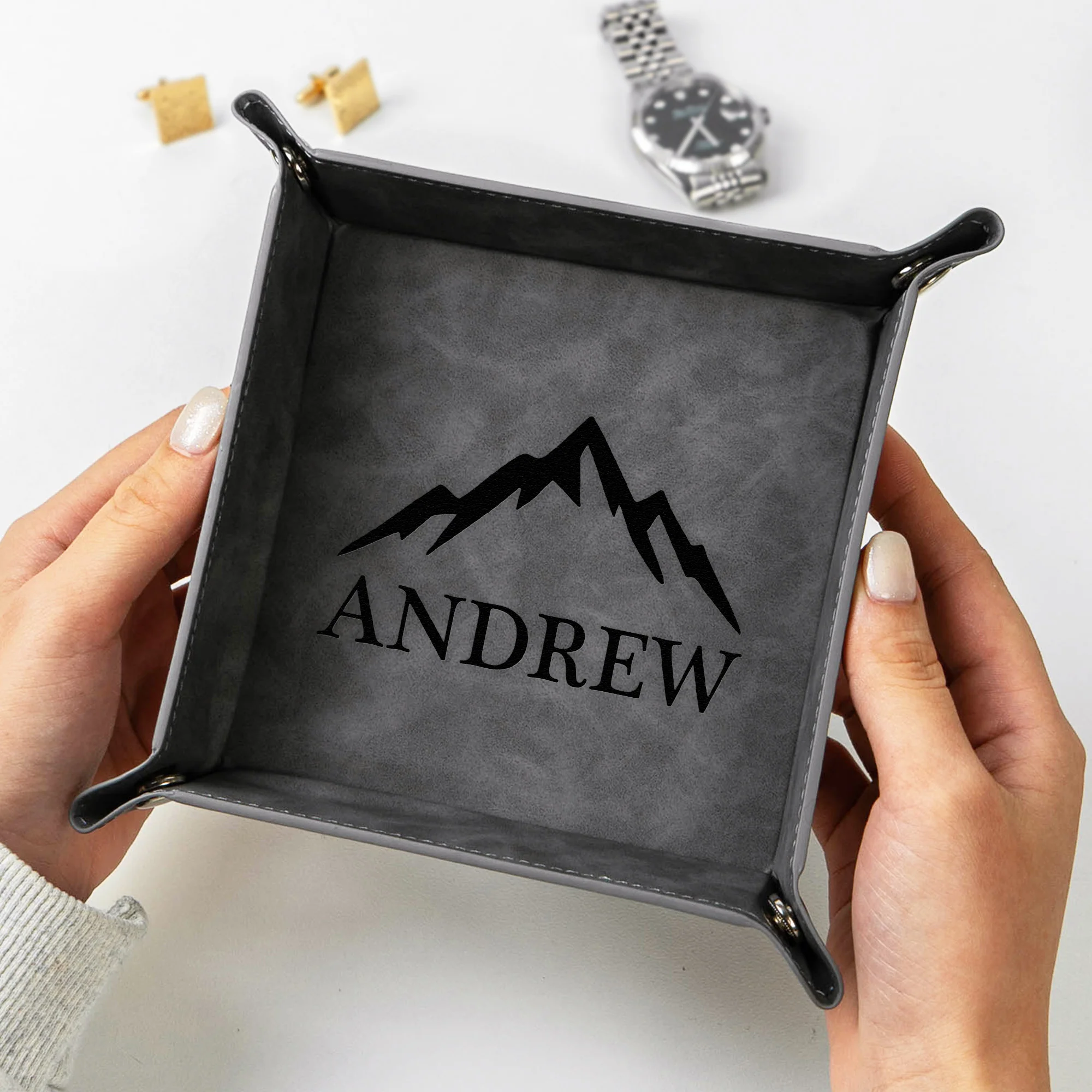 Custom Initial Names For Him, Son, Husband, Boyfriend, Coworkers - Personalized Valet Tray - Image 3