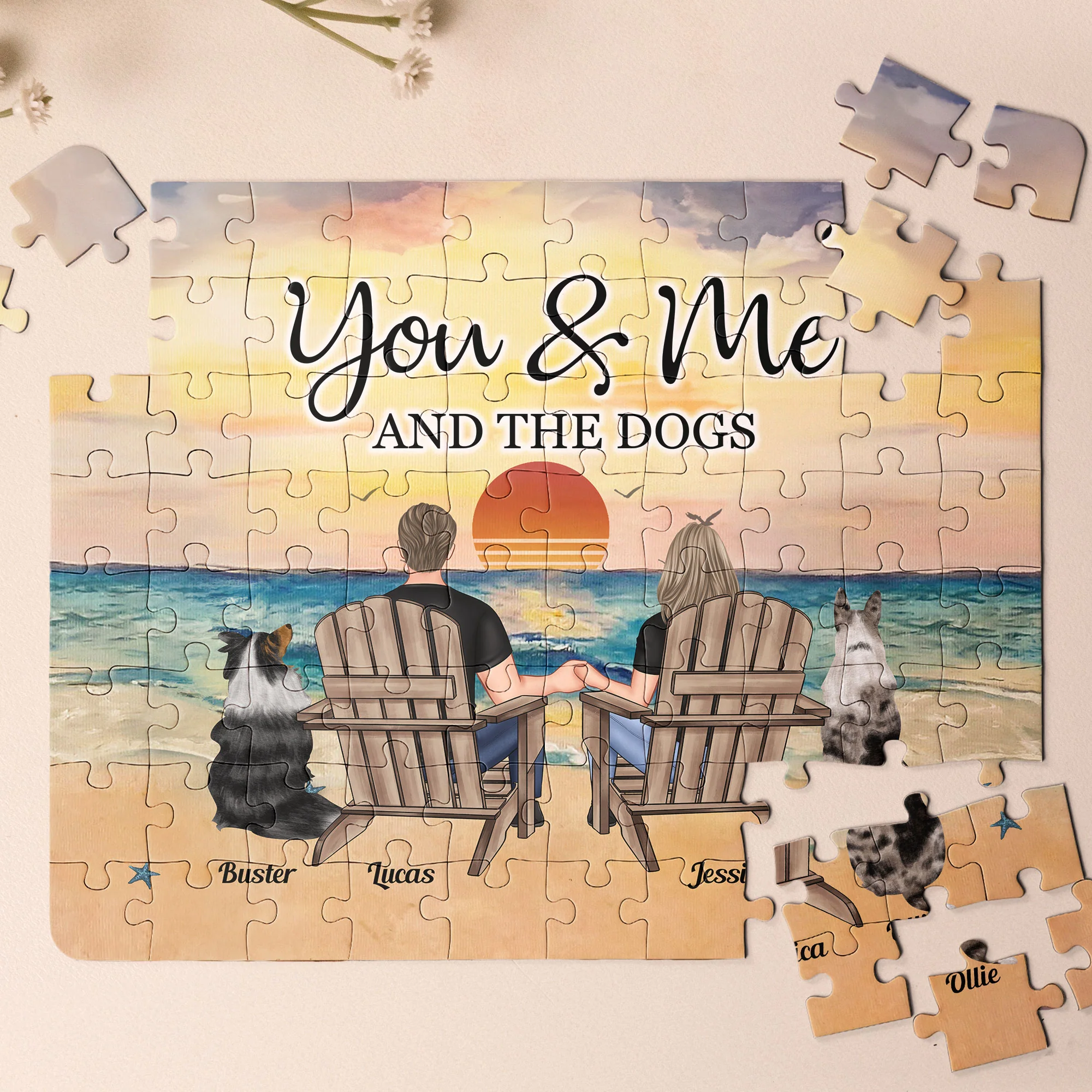 Custom Jigsaw Puzzle For Couple And Pets - Personalized Jigsaw Puzzle - Image 2