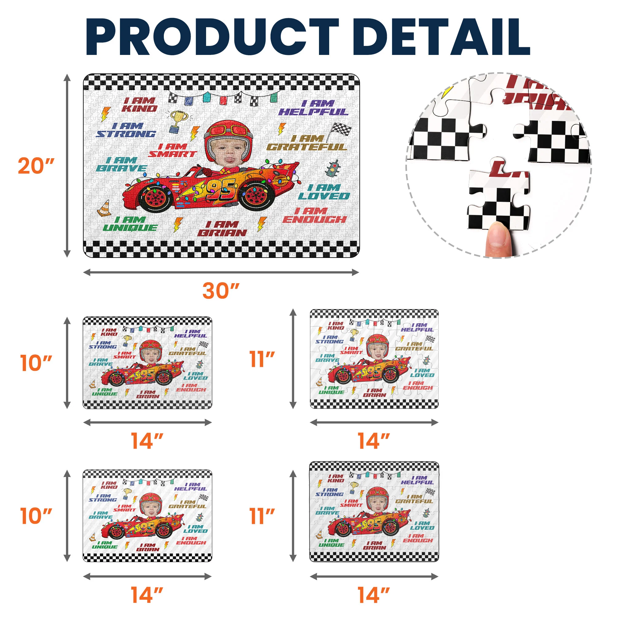 Custom Kid Face Car Toys Affirmation Gift - Personalized Photo Jigsaw Puzzle - Image 7
