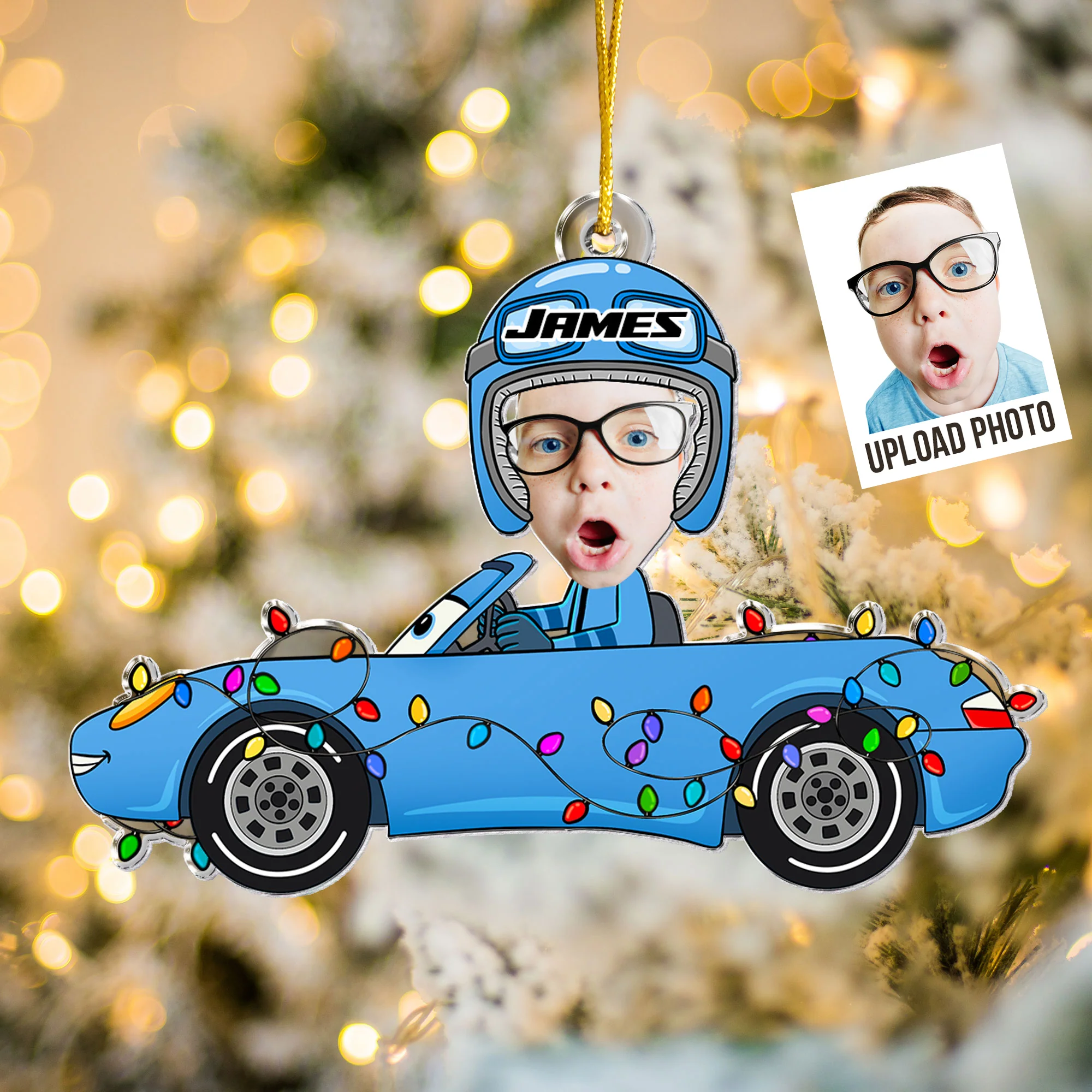 Custom Kid Face Car Toys - Personalized Acrylic Photo Ornament - Image 4
