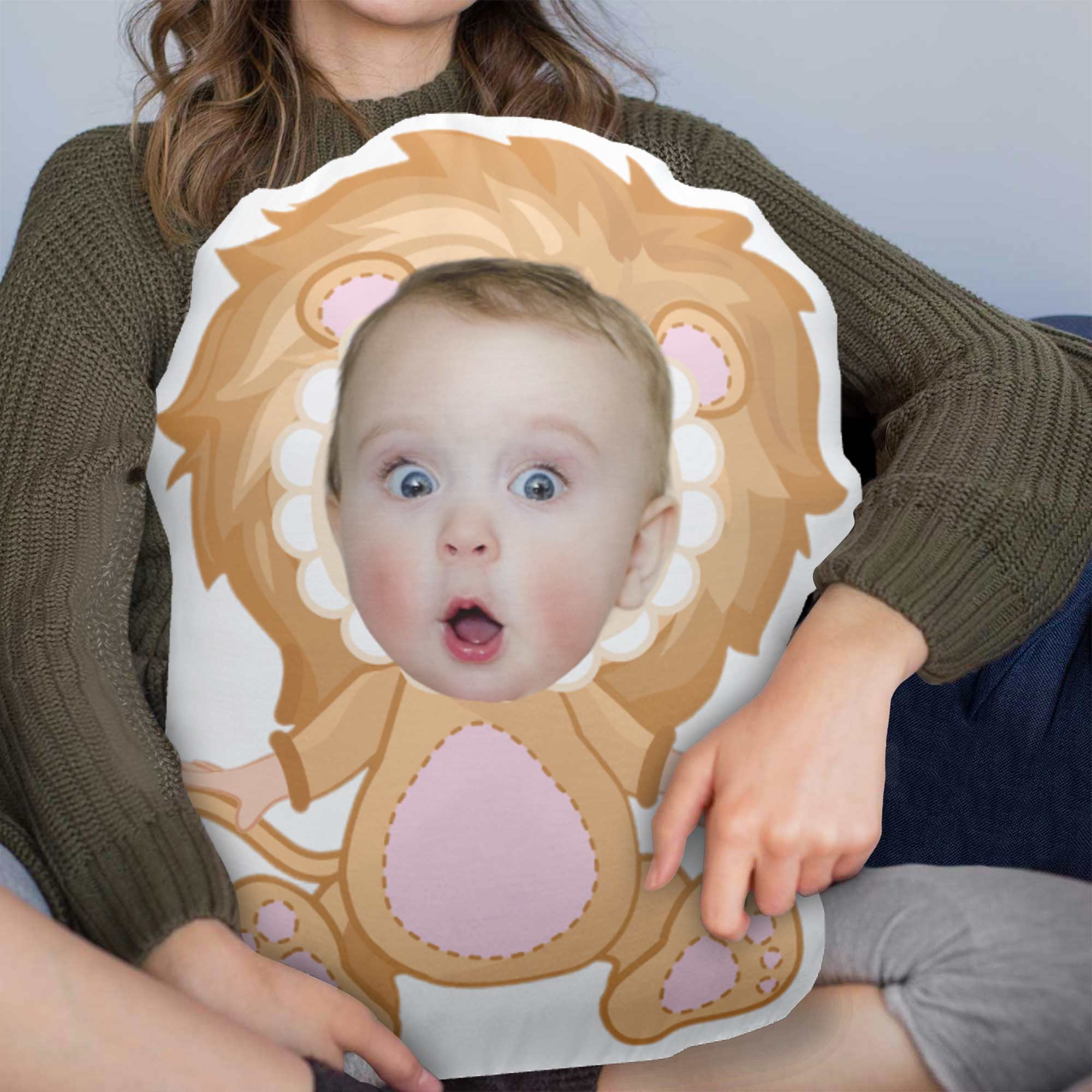 Custom Kid Face Cute Animal - Personalized Photo Custom Shaped Pillow - Image 2
