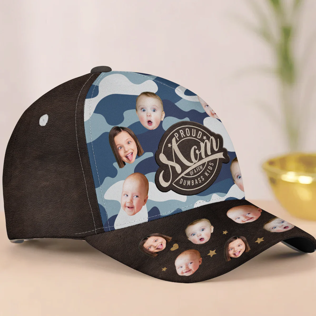 Custom Kid Faces Proud Father Of A Few Dumbass Kids - Personalized Photo Classic Cap - Image 7