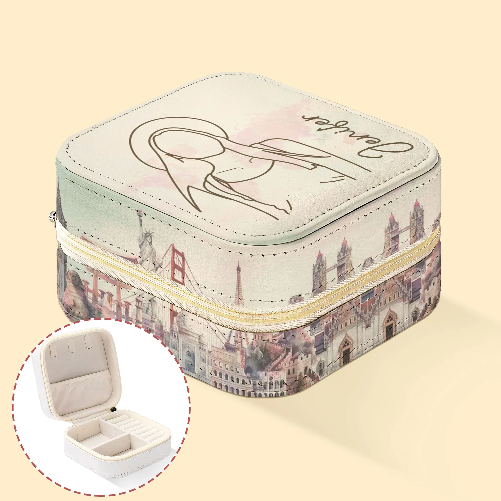 Custom Line Drawing - Personalized Photo Jewelry Box - Image 6