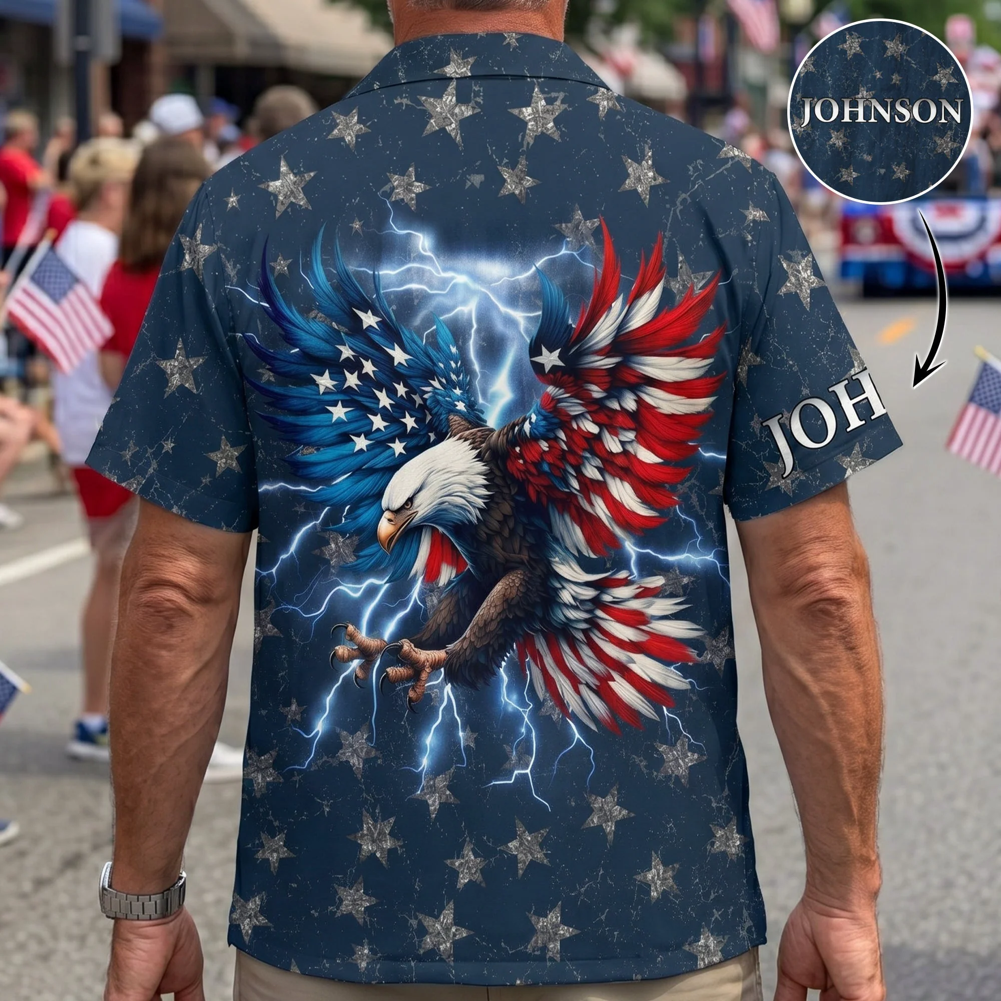 Custom Name 250 Years 1776-2026 Anniversary America Eagle - Personalized Hawaiian Shirt - Image 3