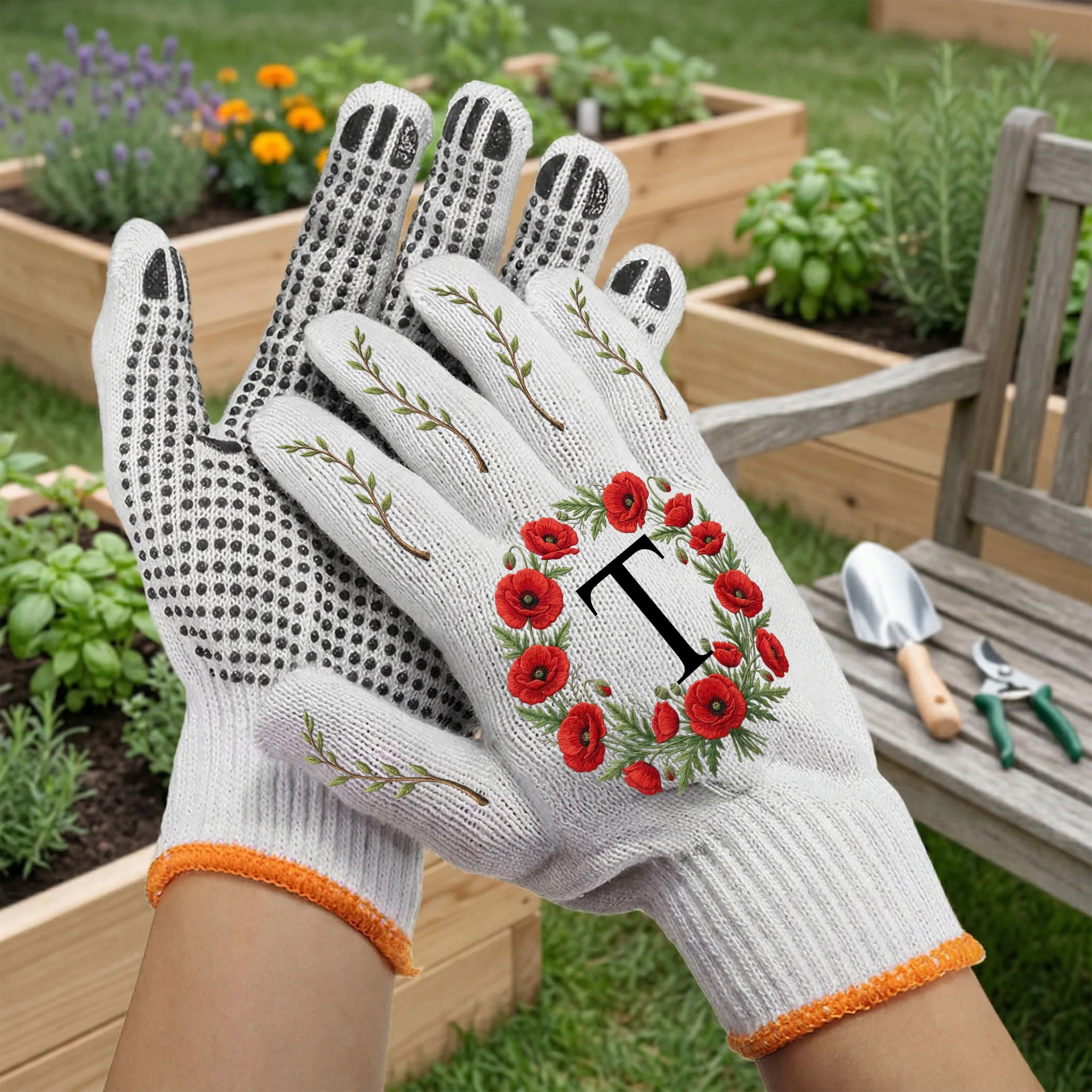 Custom Name And Birth Flower Plant Mom Gift For Her - Personalized Gardening Gloves - Image 2