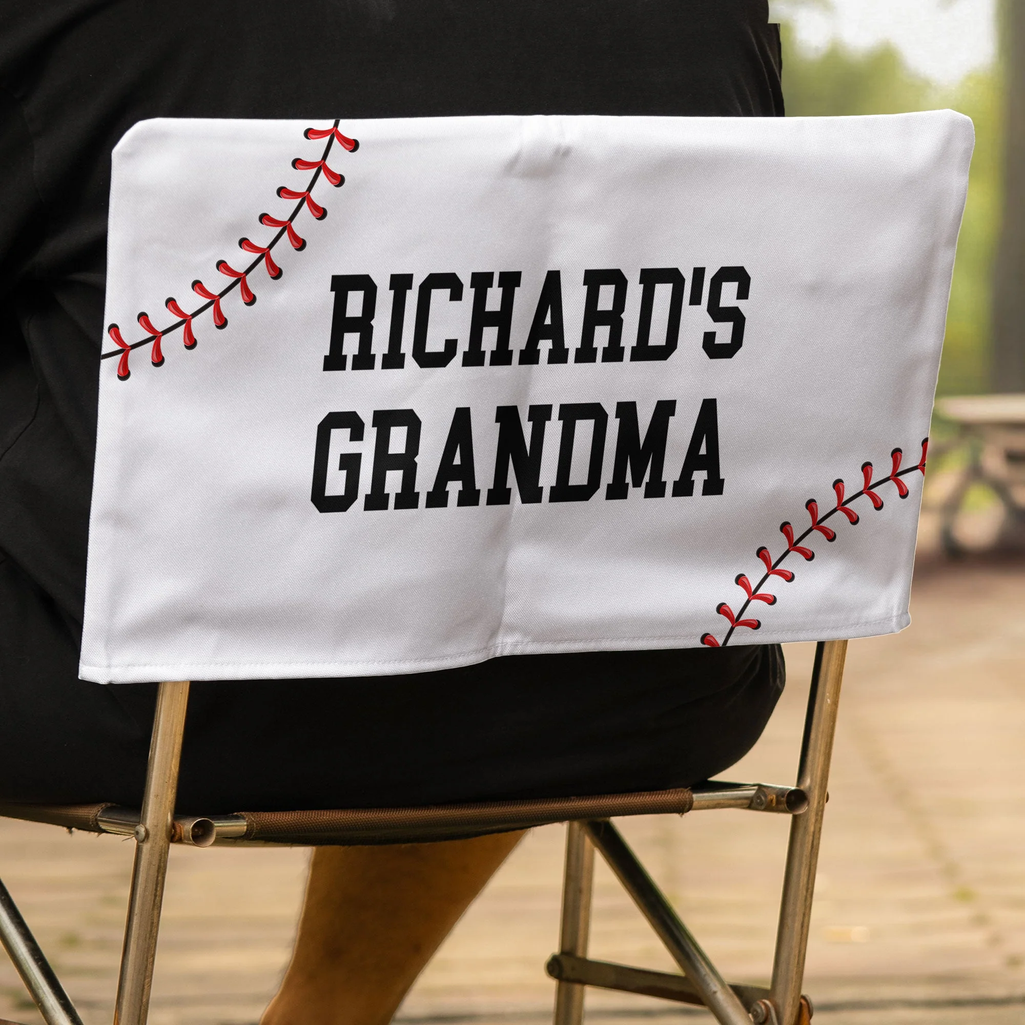Custom Name And Number With Baseball Pattern - Personalized Folding Chair Cover - Image 5