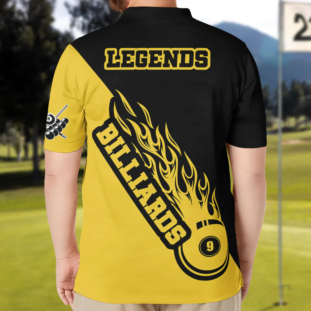 Custom Name Billiard Balls Flaming Pattern Polo Shirt - Custom Polo Shirt - Image 4