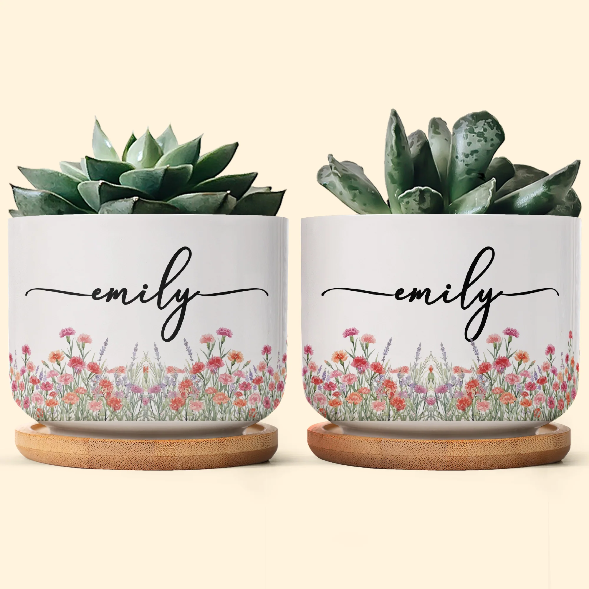 Custom Name & Birth Flower Birthday Gift For Her, Sisters, Daughter, Friends, Coworkers - Personalized Plant Pot - Image 4
