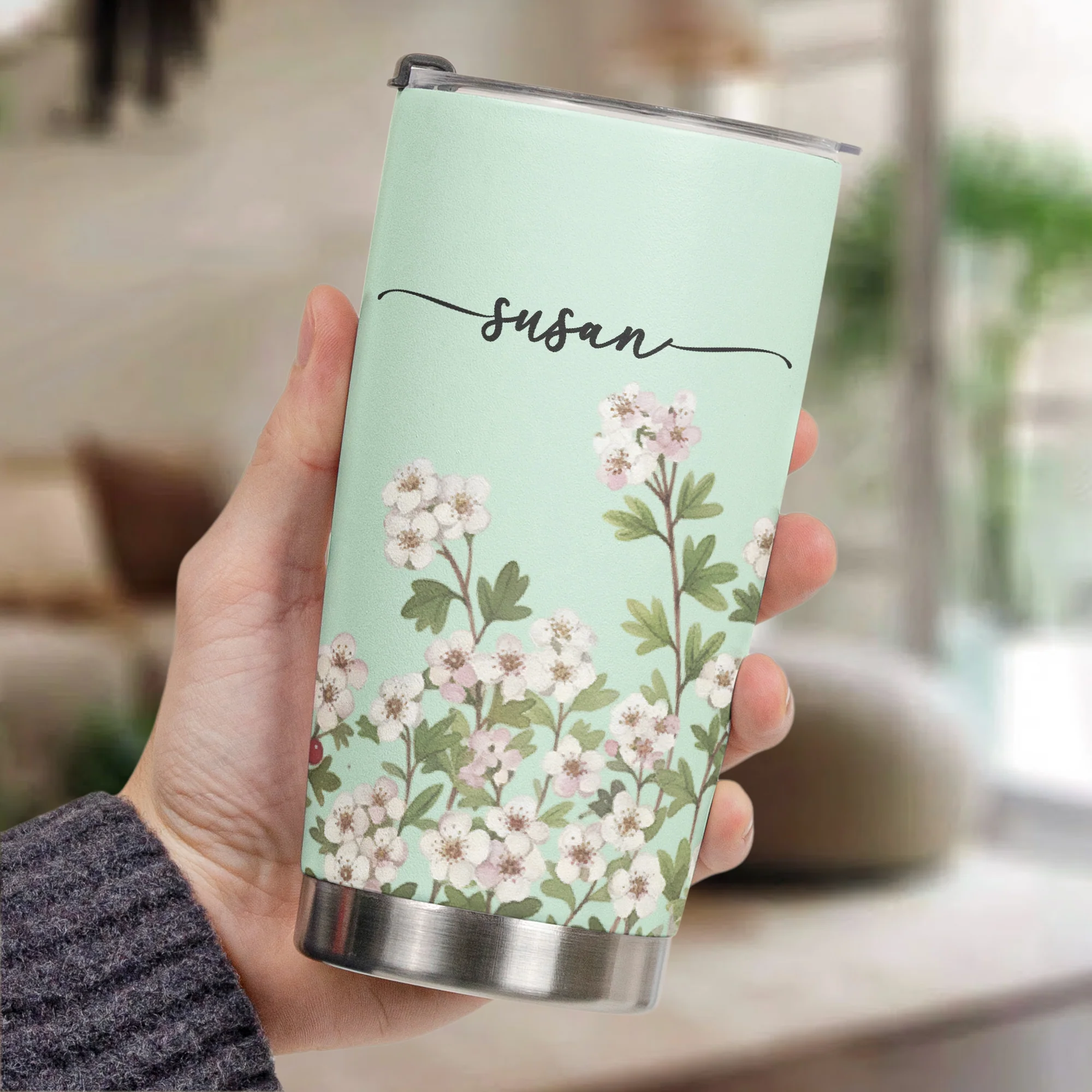Custom Name & Birth Flower Birthday Gift For Her, Sisters, Daughter, Friends, Coworkers - Personalized Tumbler - Image 3