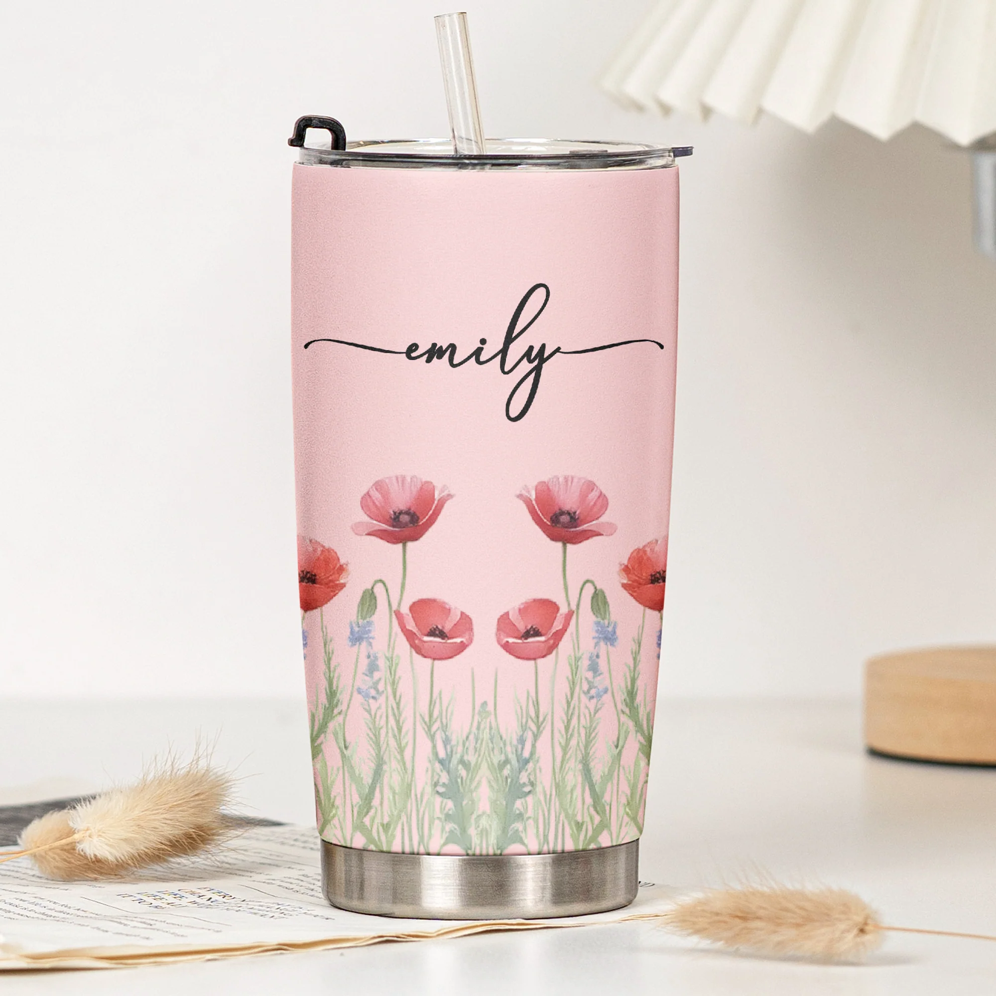 Custom Name & Birth Flower Birthday Gift For Her, Sisters, Daughter, Friends, Coworkers - Personalized Tumbler - Image 4