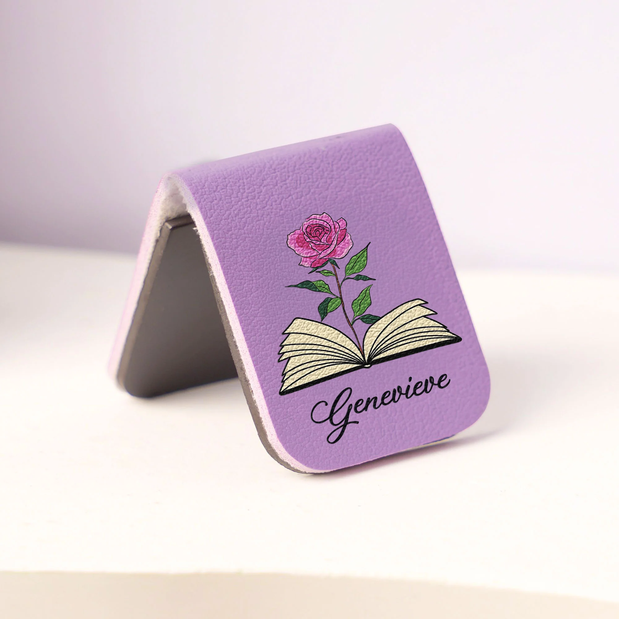 Custom Name & Birth Flower Book Lovers - Personalized Leather Magnetic Bookmark - Image 3